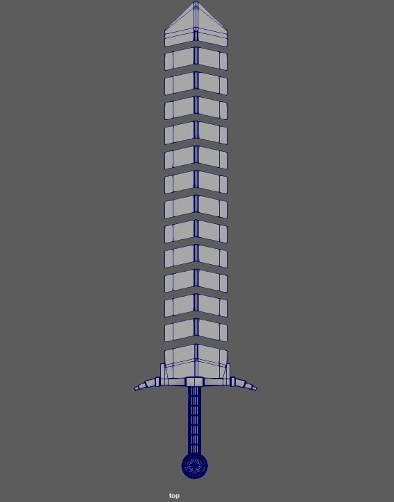 Low-Poly Demon Broadsword Low-poly 3D model_5