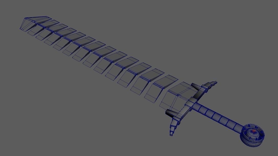 Low-Poly Demon Broadsword Low-poly 3D model_1