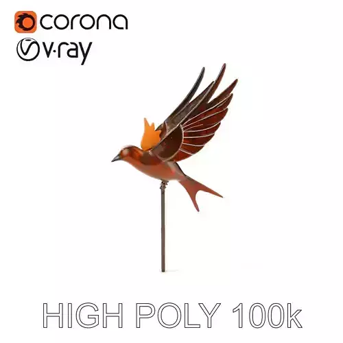 Metal Bird Sculpture Model Pack for D Environments