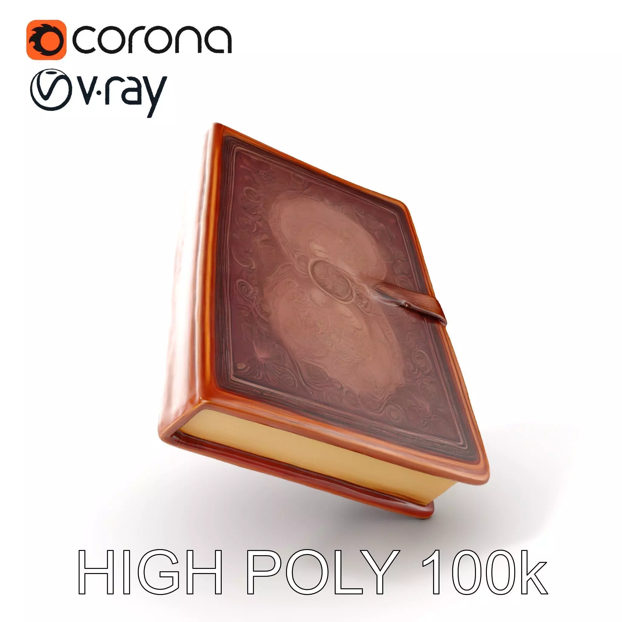 Ornate Leather Bound Journal Model Pack Low-poly 3D model_0