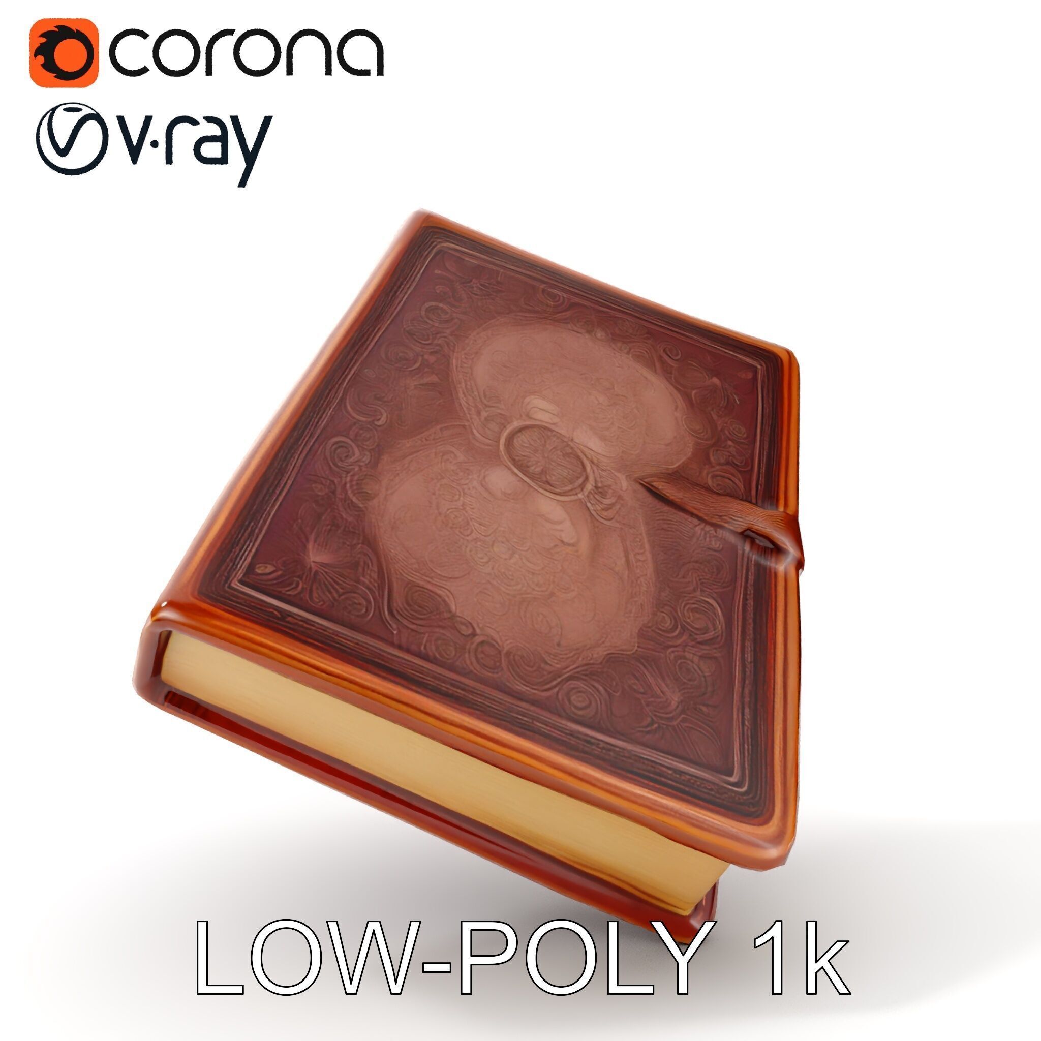 Ornate Leather Bound Journal Model Pack Low-poly 3D model_20