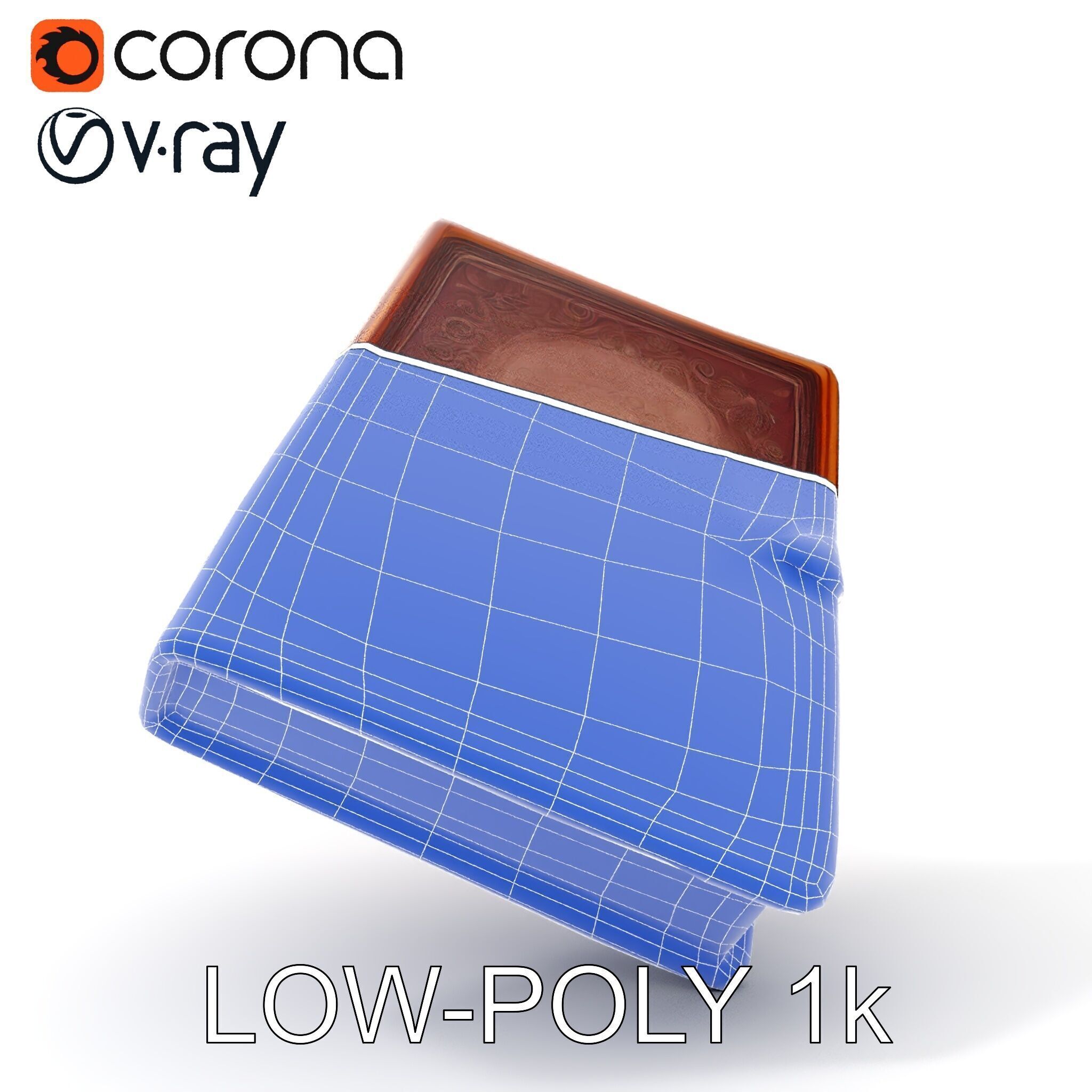 Ornate Leather Bound Journal Model Pack Low-poly 3D model_28