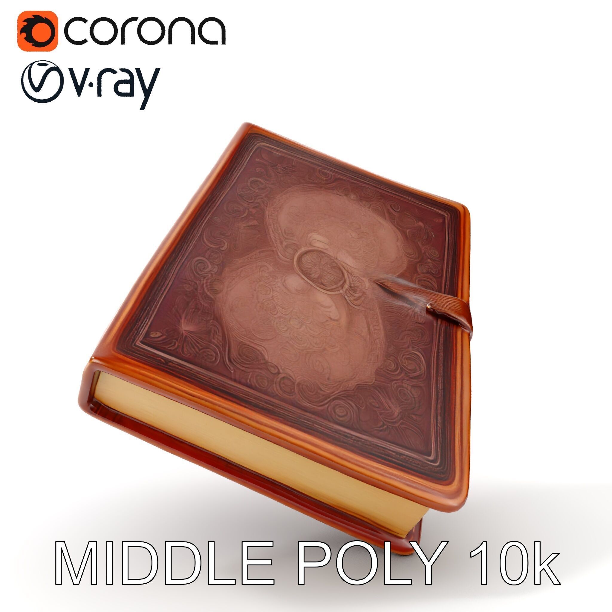 Ornate Leather Bound Journal Model Pack Low-poly 3D model_16