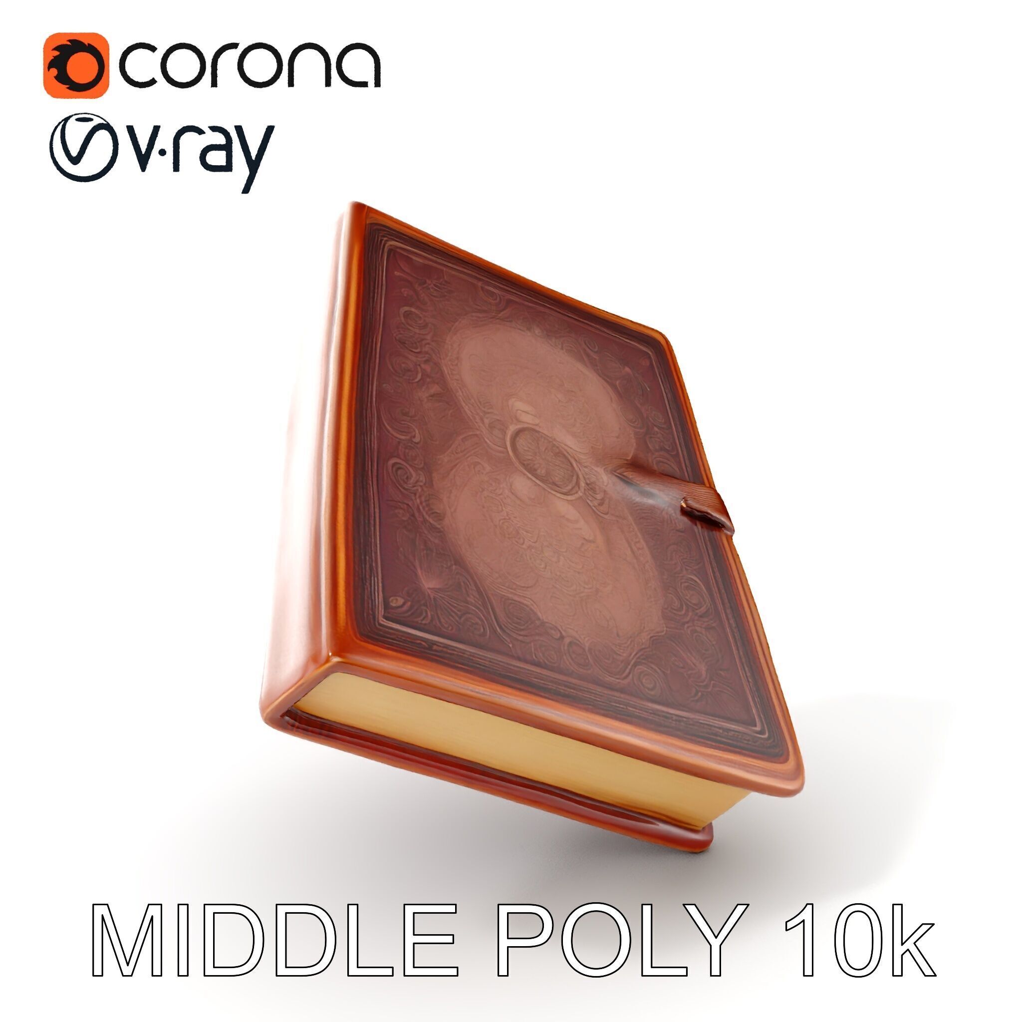 Ornate Leather Bound Journal Model Pack Low-poly 3D model_22