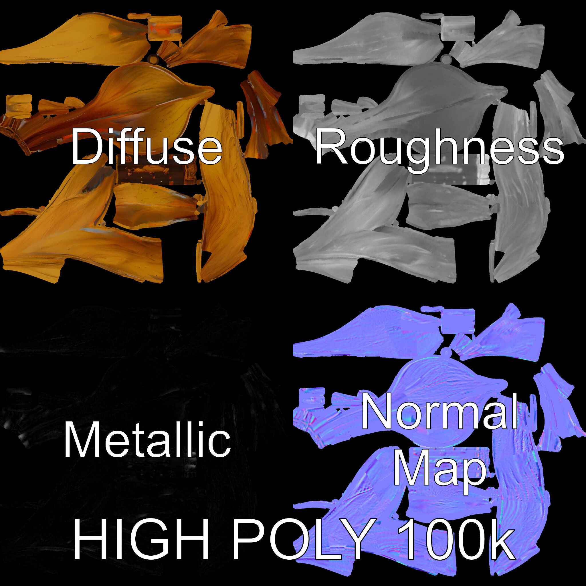 Abstract Leaf Model Pack with Organic Curves Low-poly 3D model_3