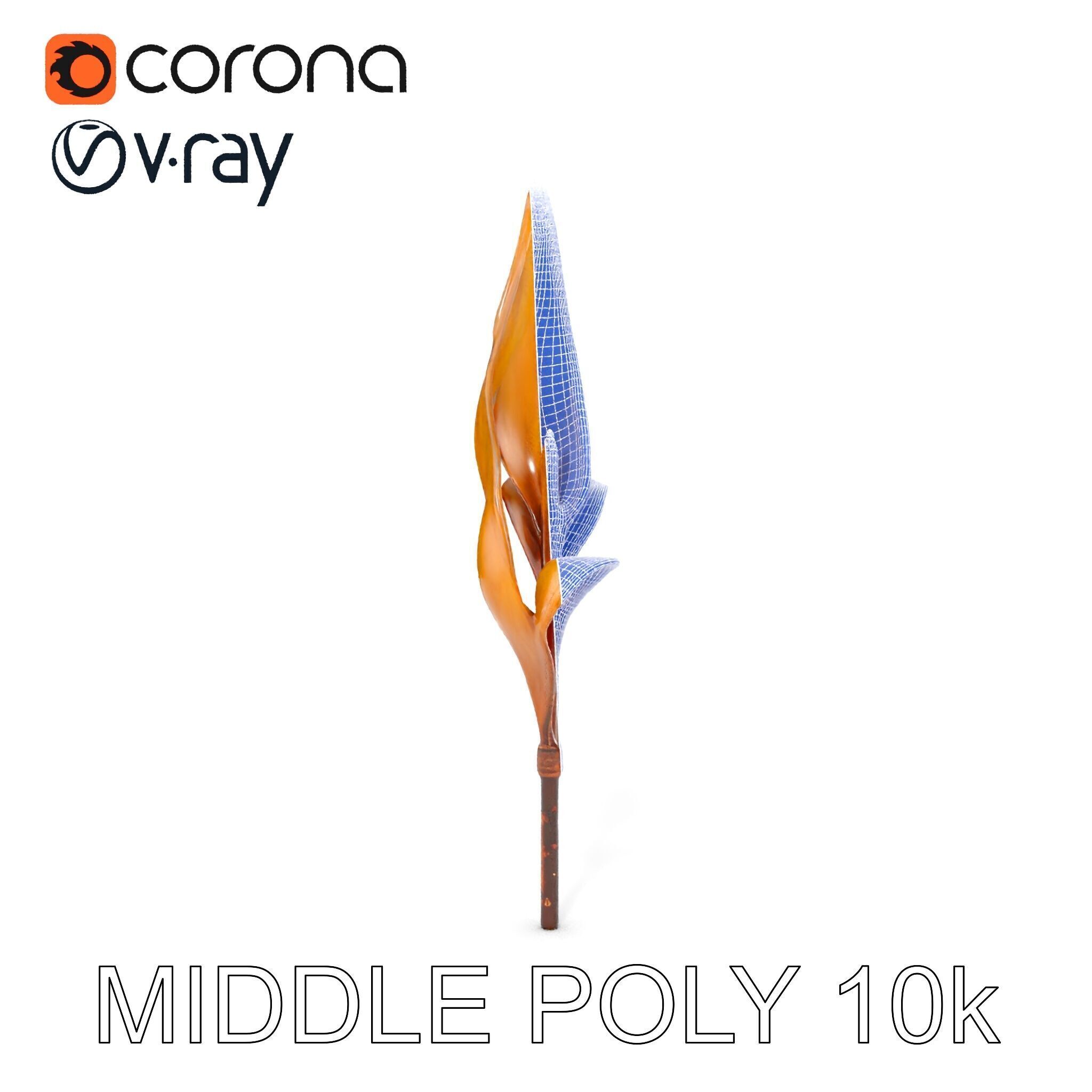 Abstract Leaf Model Pack with Organic Curves Low-poly 3D model_30