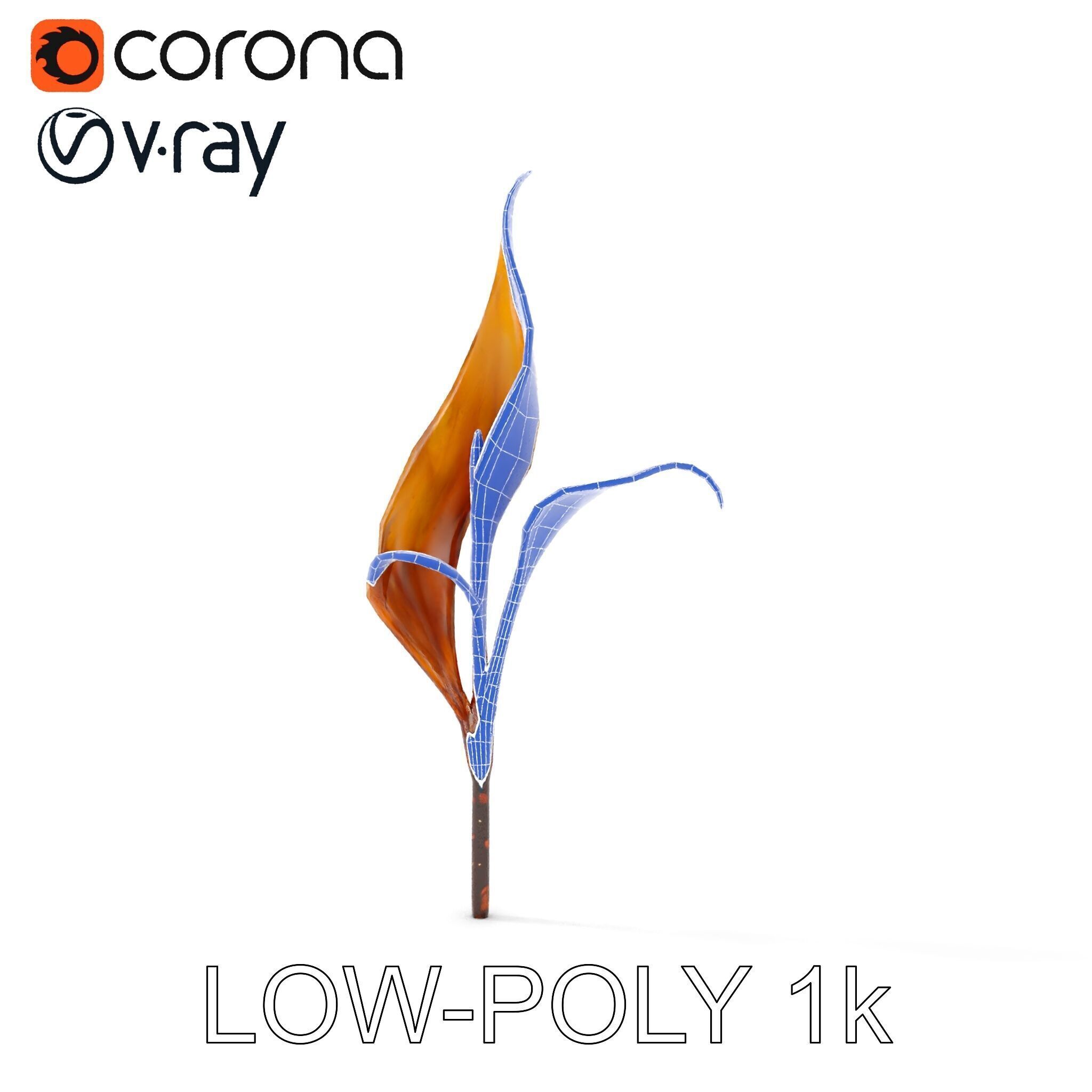 Abstract Leaf Model Pack with Organic Curves Low-poly 3D model_28