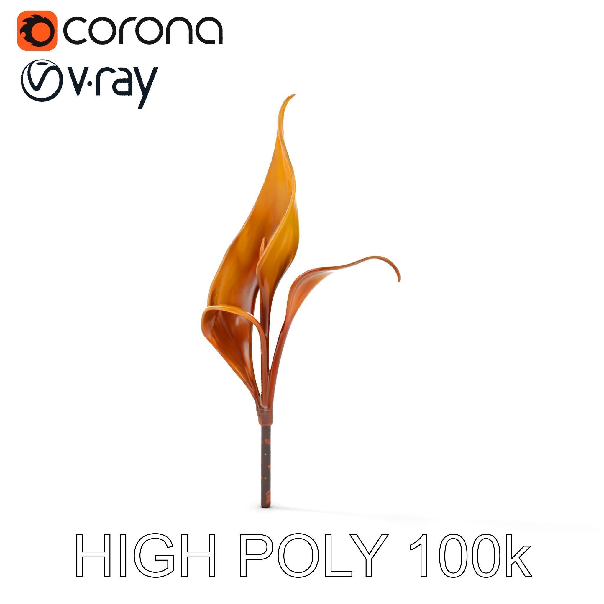 Abstract Leaf Model Pack with Organic Curves Low-poly 3D model_26