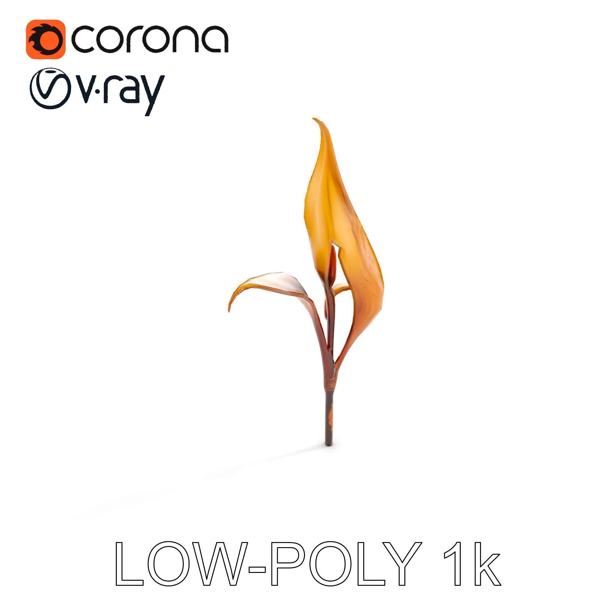 Abstract Leaf Model Pack with Organic Curves Low-poly 3D model_11