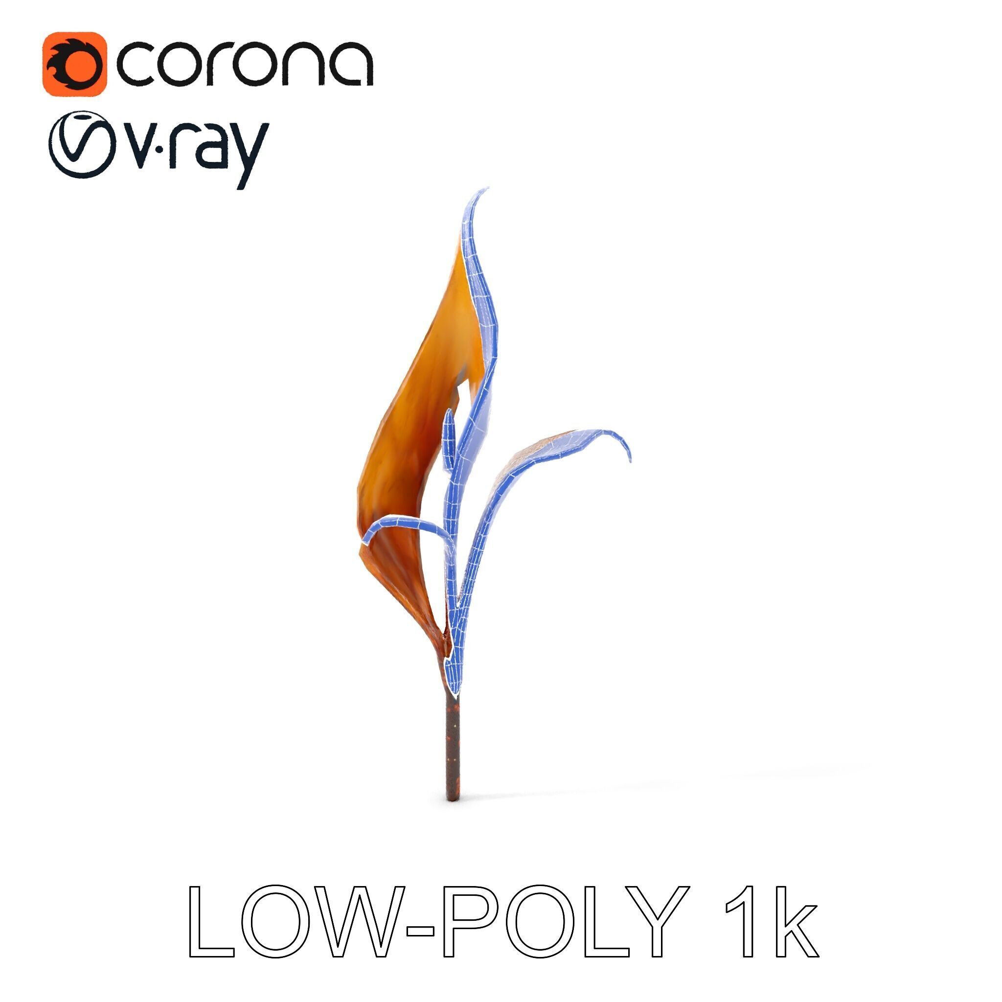 Abstract Leaf Model Pack with Organic Curves Low-poly 3D model_22