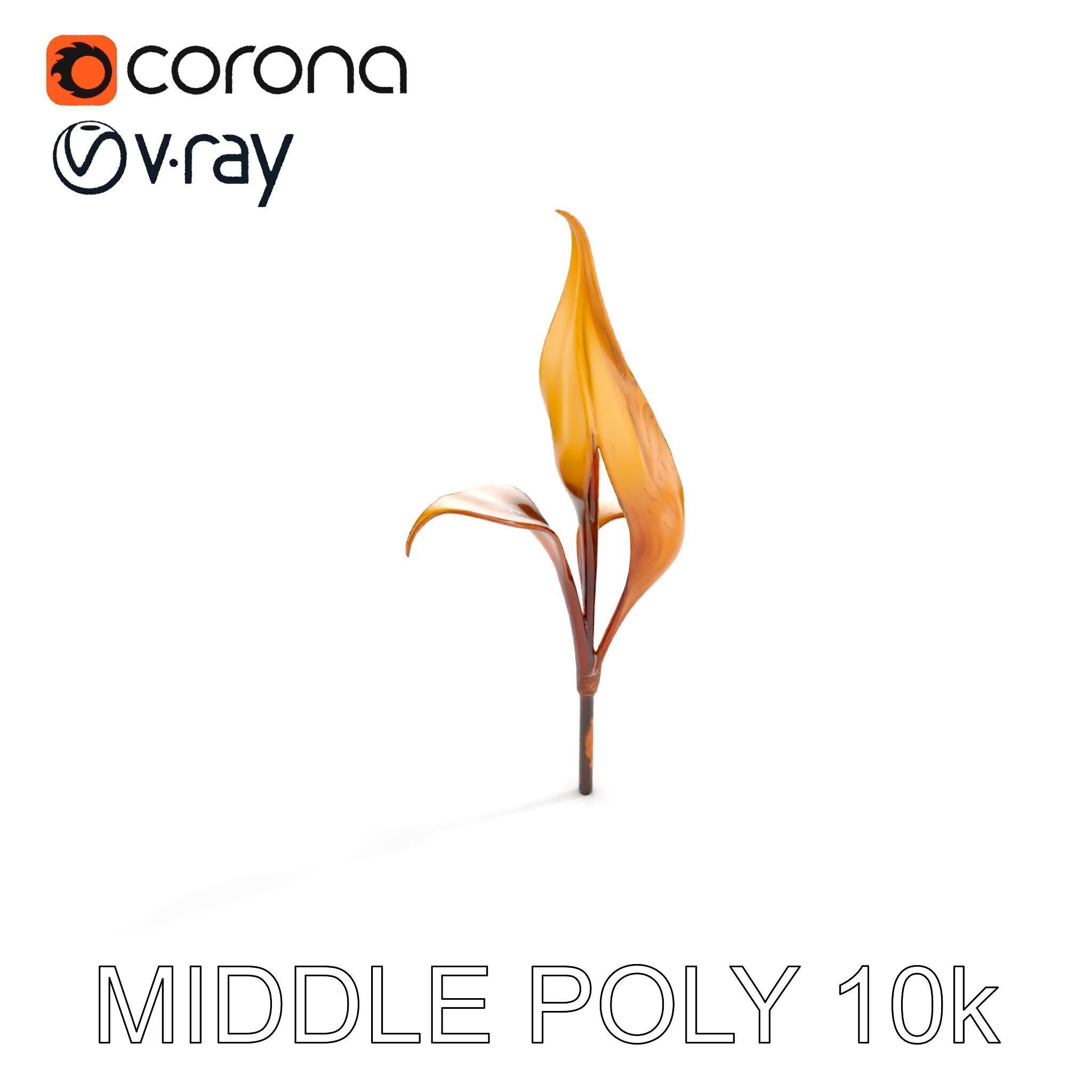 Abstract Leaf Model Pack with Organic Curves Low-poly 3D model_13