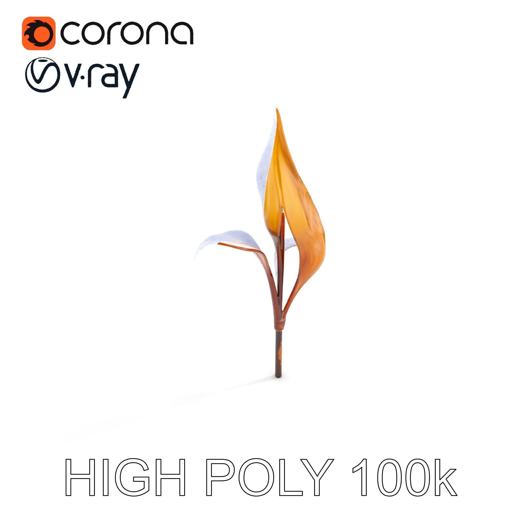 Abstract Leaf Model Pack with Organic Curves Low-poly 3D model_32