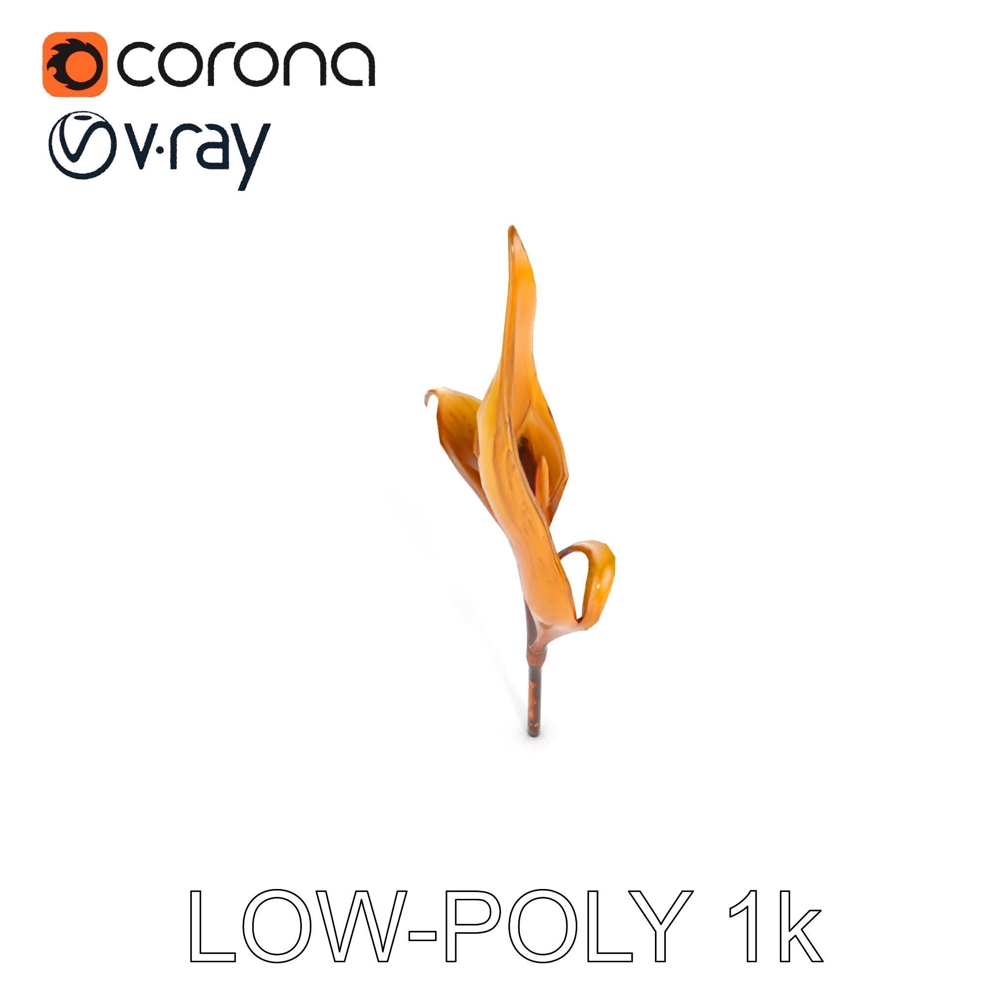 Abstract Leaf Model Pack with Organic Curves Low-poly 3D model_9