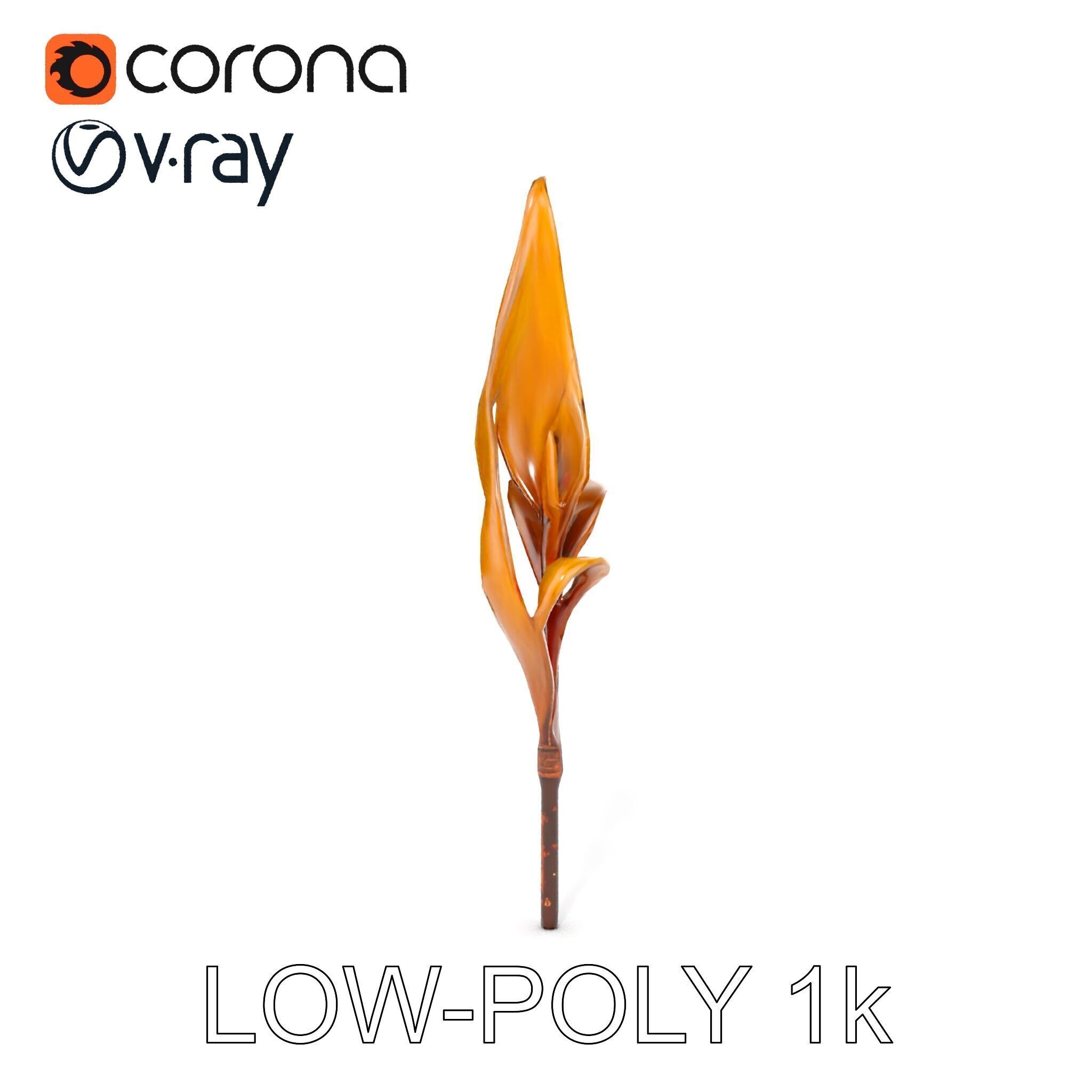 Abstract Leaf Model Pack with Organic Curves Low-poly 3D model_14