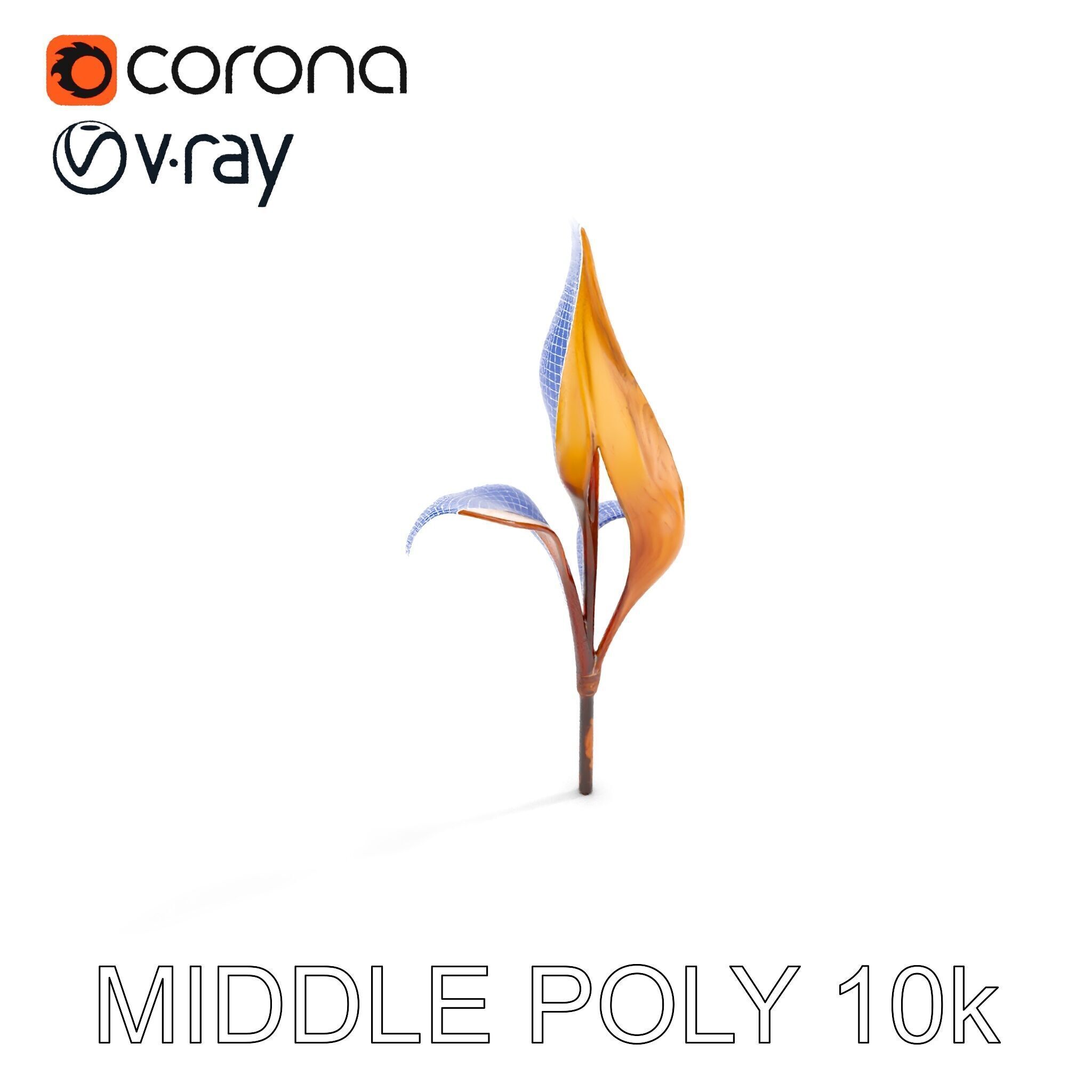 Abstract Leaf Model Pack with Organic Curves Low-poly 3D model_27