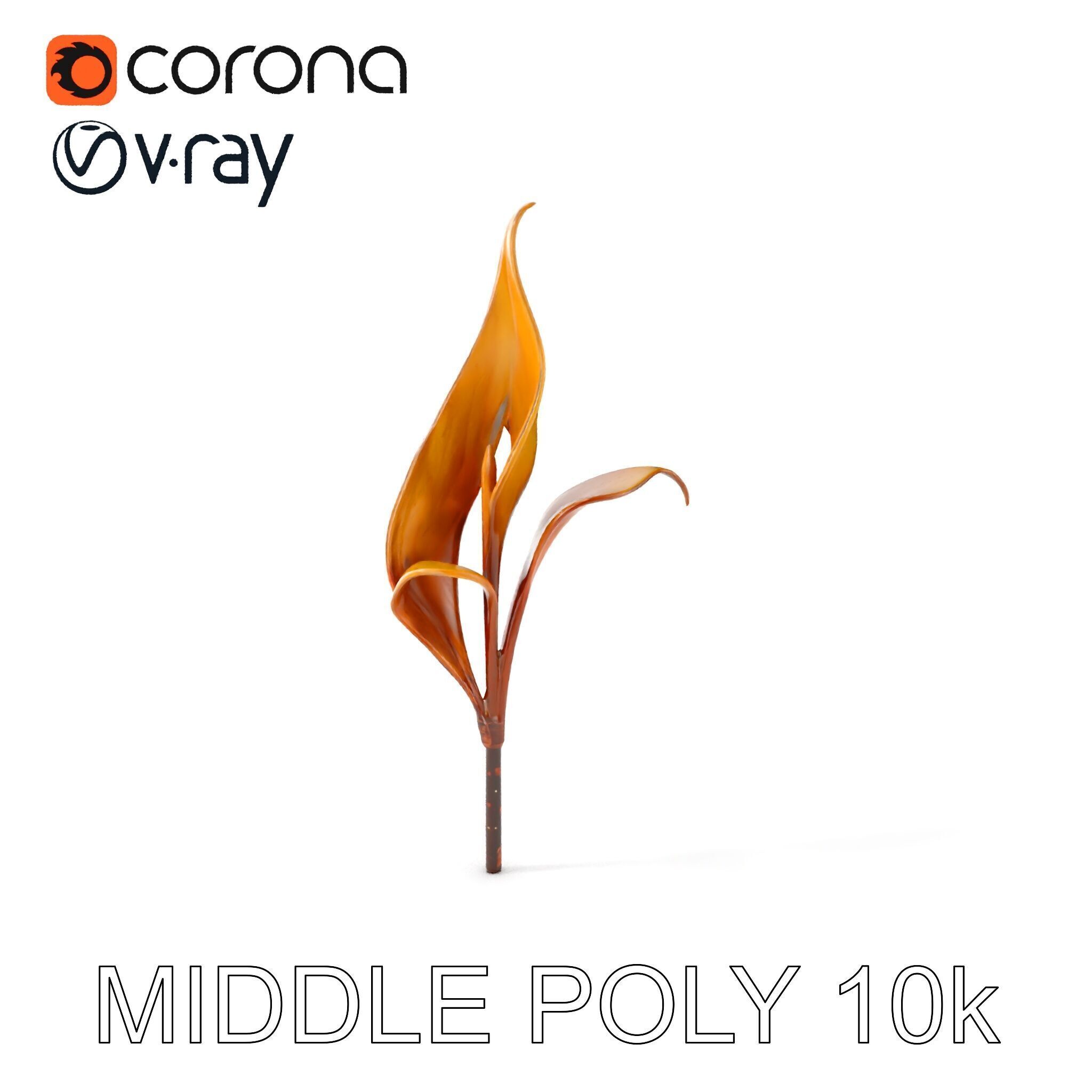 Abstract Leaf Model Pack with Organic Curves Low-poly 3D model_18