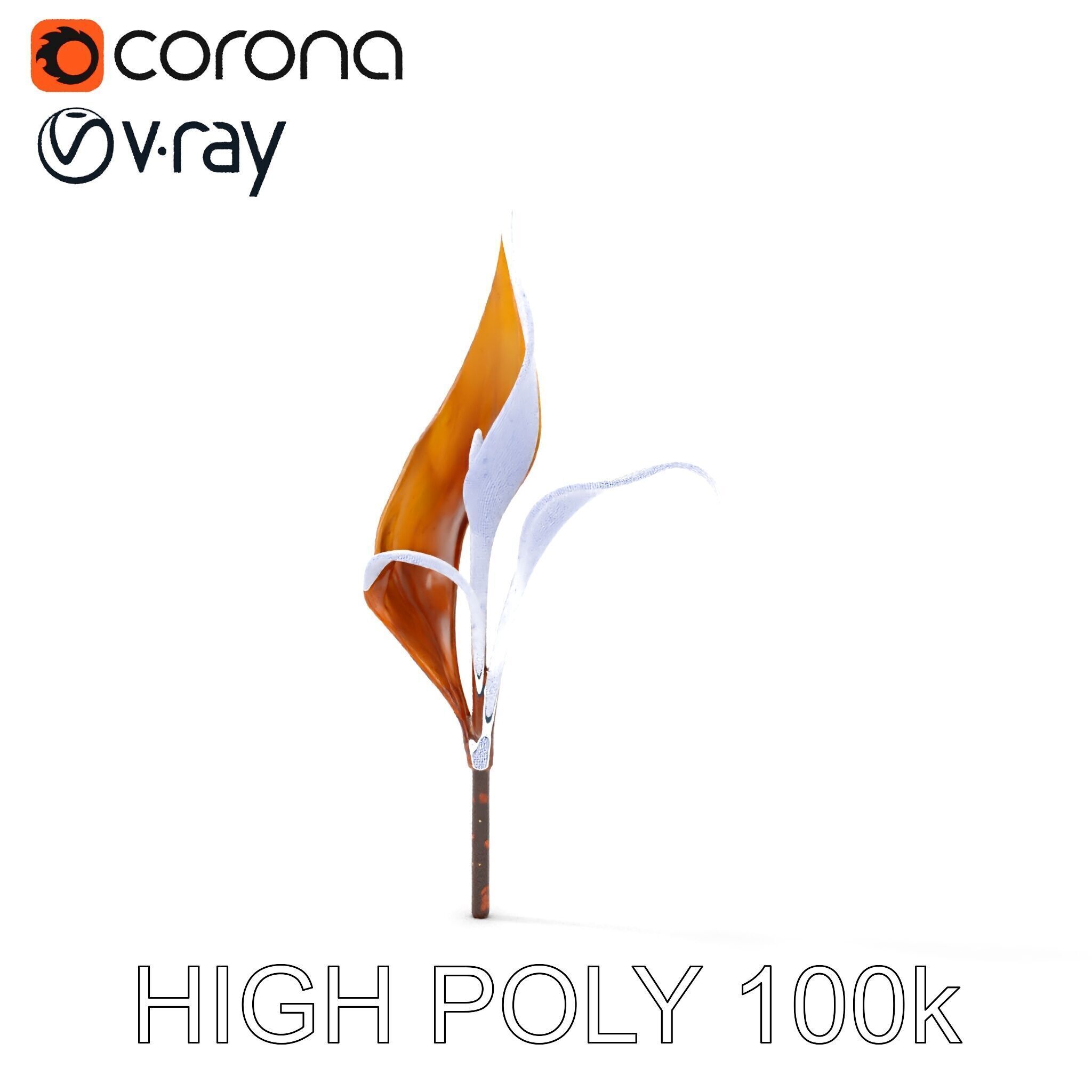 Abstract Leaf Model Pack with Organic Curves Low-poly 3D model_29