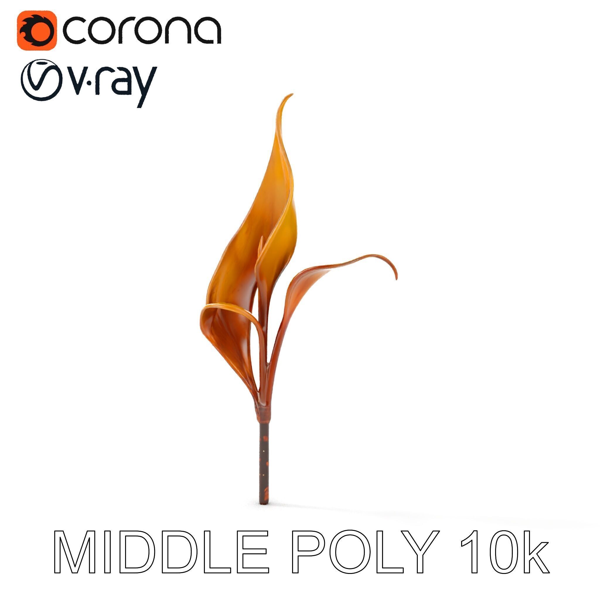 Abstract Leaf Model Pack with Organic Curves Low-poly 3D model_24