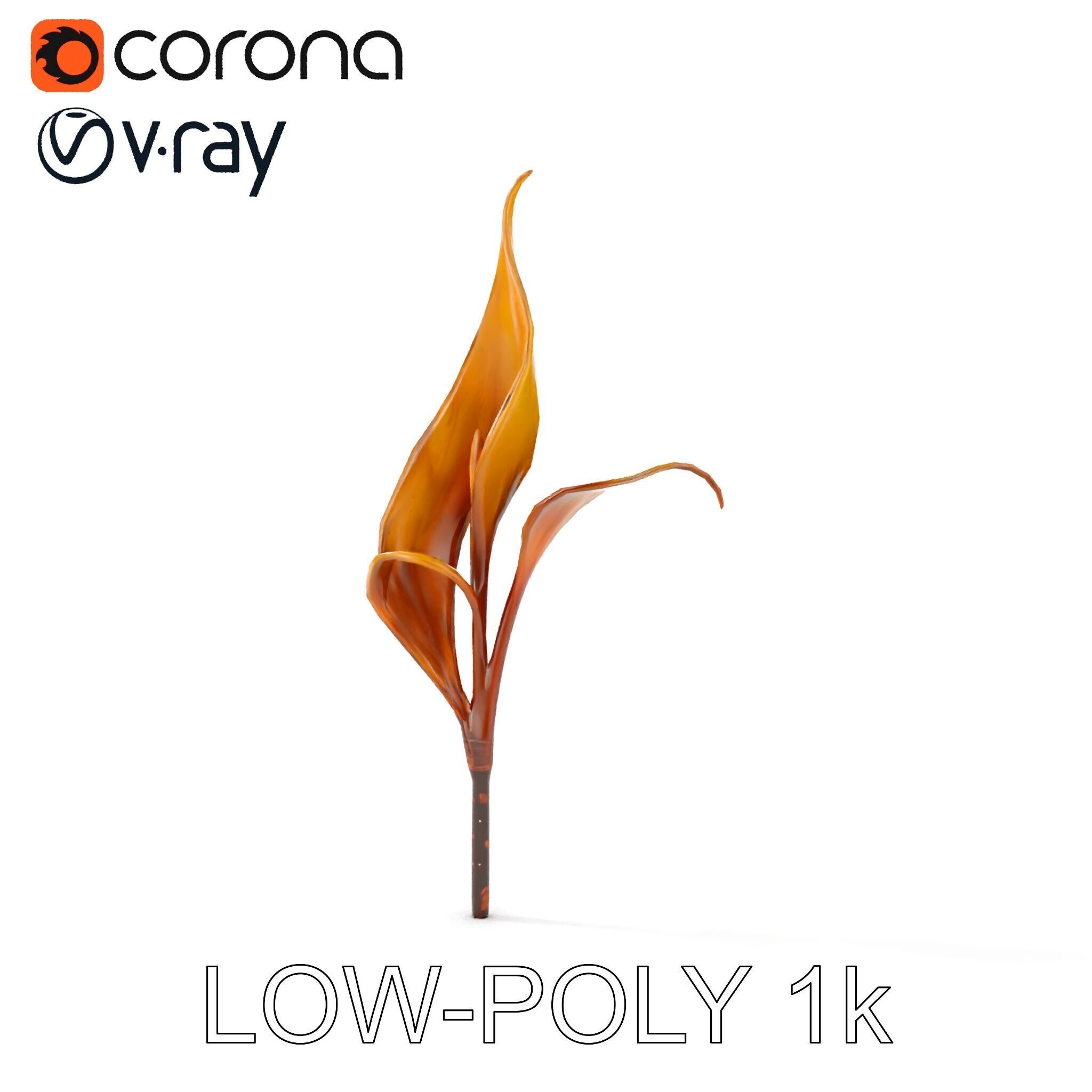 Abstract Leaf Model Pack with Organic Curves Low-poly 3D model_7
