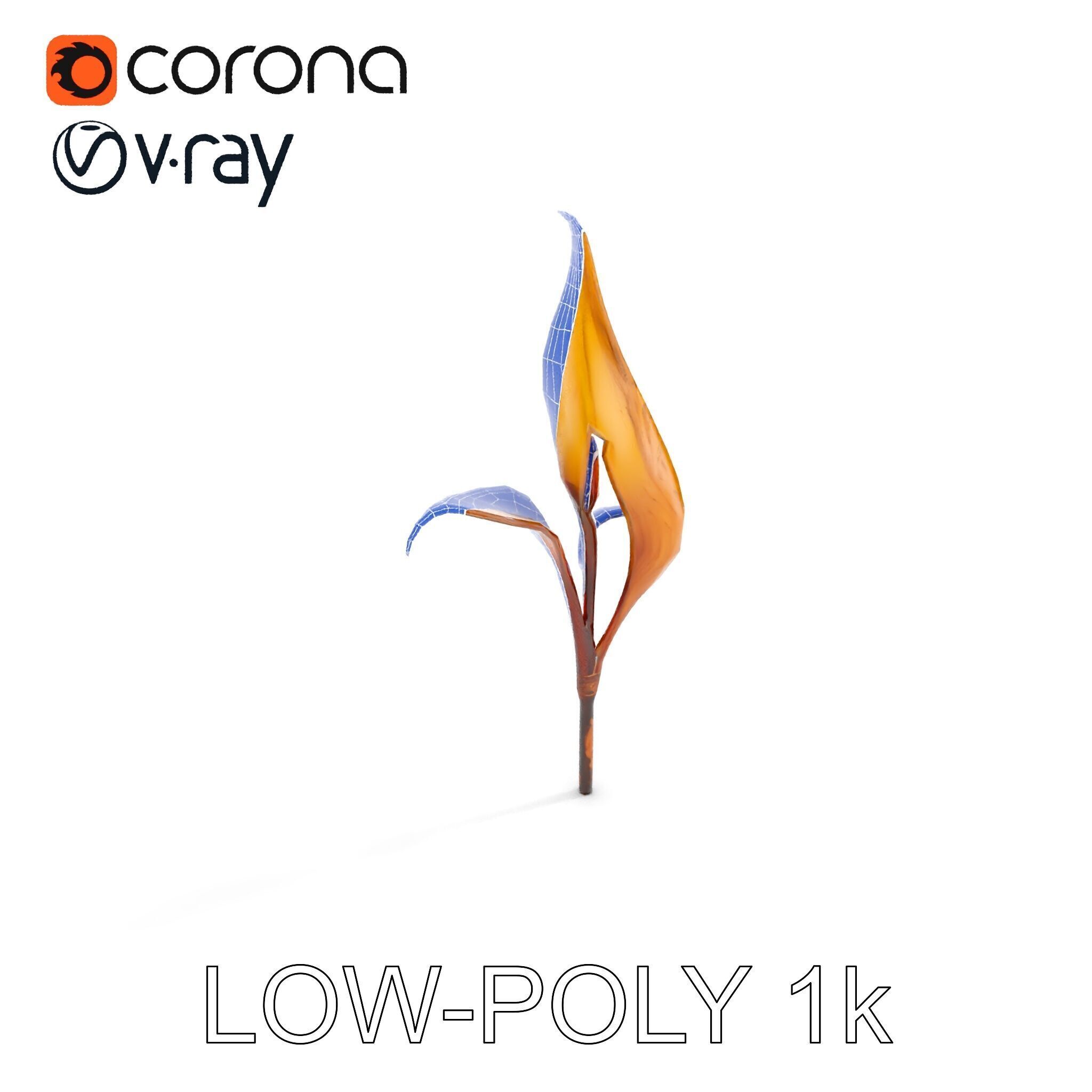 Abstract Leaf Model Pack with Organic Curves Low-poly 3D model_17