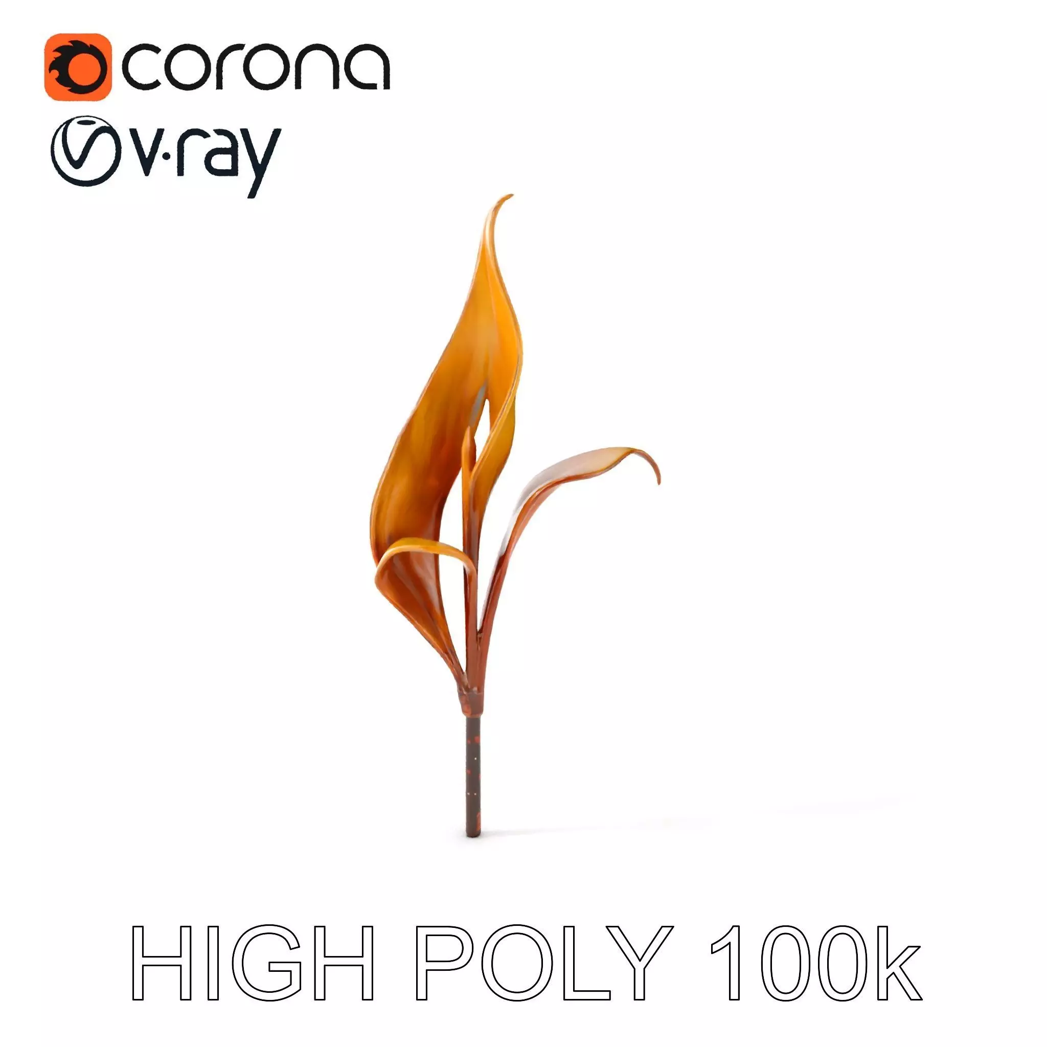 Abstract Leaf Model Pack with Organic Curves Low-poly 3D model_0