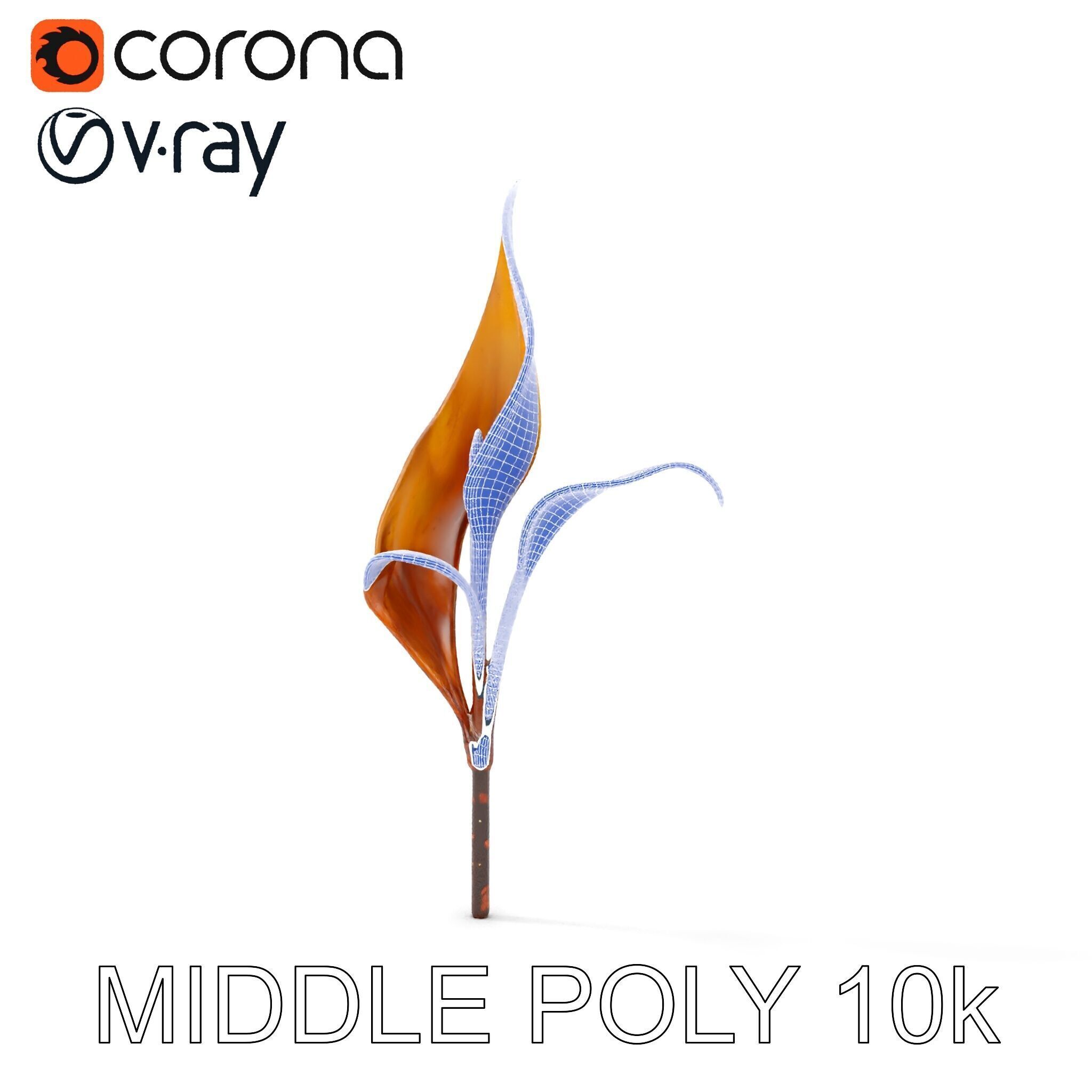 Abstract Leaf Model Pack with Organic Curves Low-poly 3D model_21