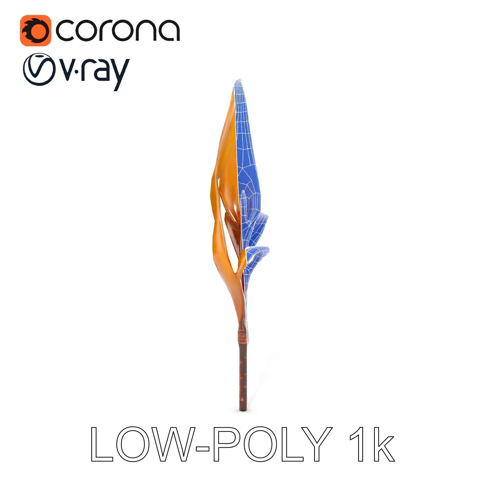Abstract Leaf Model Pack with Organic Curves Low-poly 3D model_31