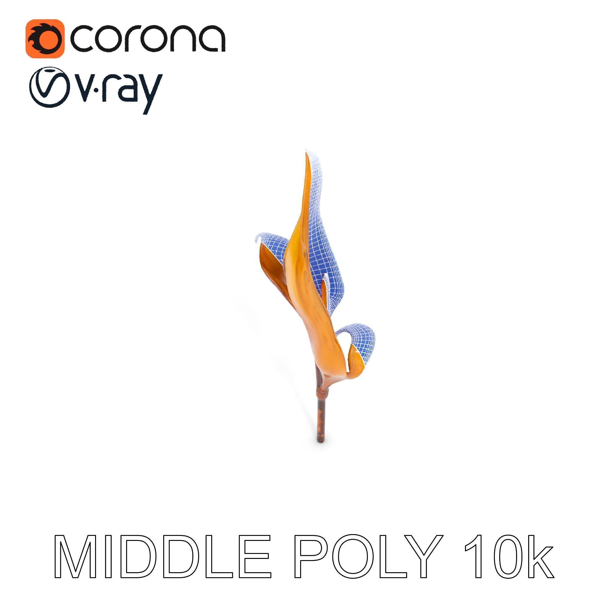 Abstract Leaf Model Pack with Organic Curves Low-poly 3D model_6