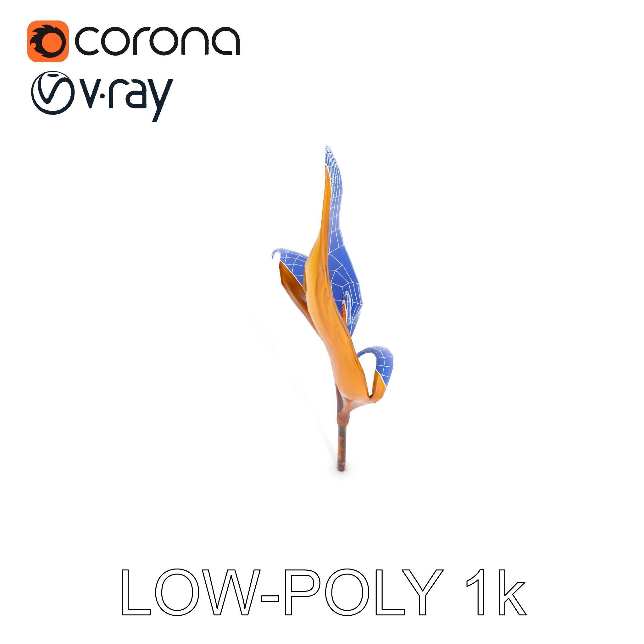 Abstract Leaf Model Pack with Organic Curves Low-poly 3D model_25