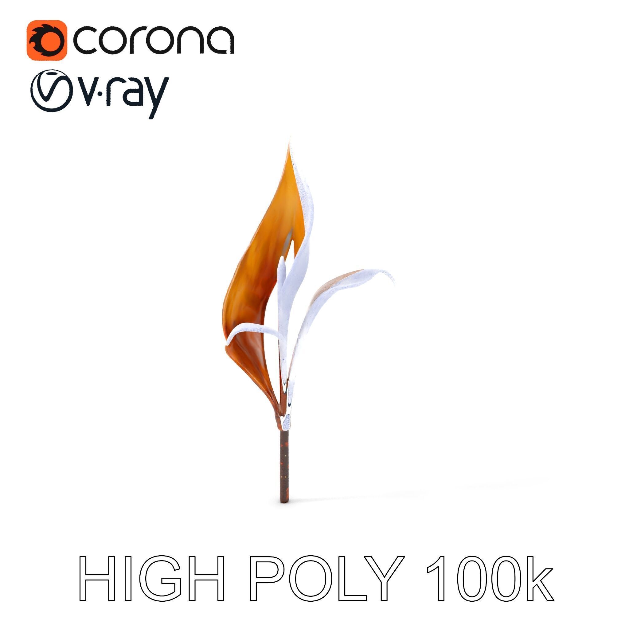 Abstract Leaf Model Pack with Organic Curves Low-poly 3D model_4