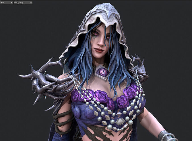Rose priestess Low-poly 3D model