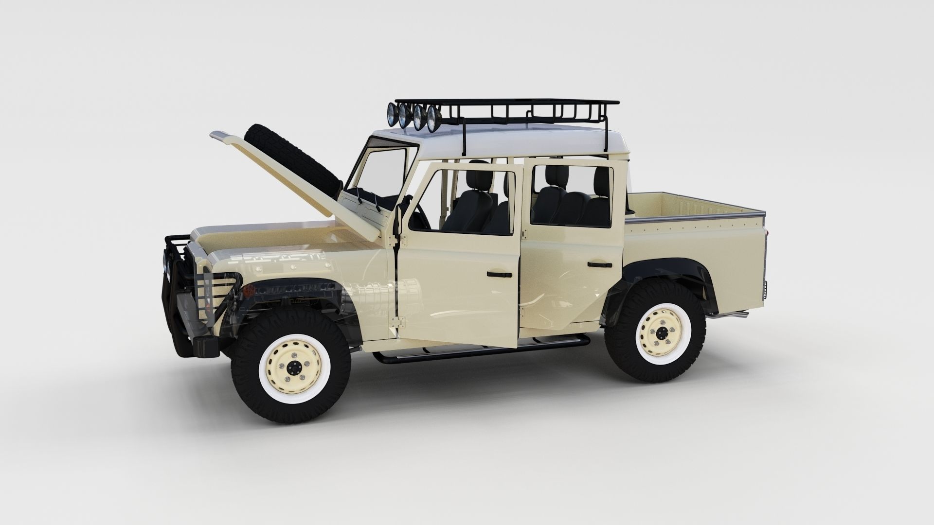 Full Land Rover Defender 110 Double Cab Pick Up rev 3D model_1