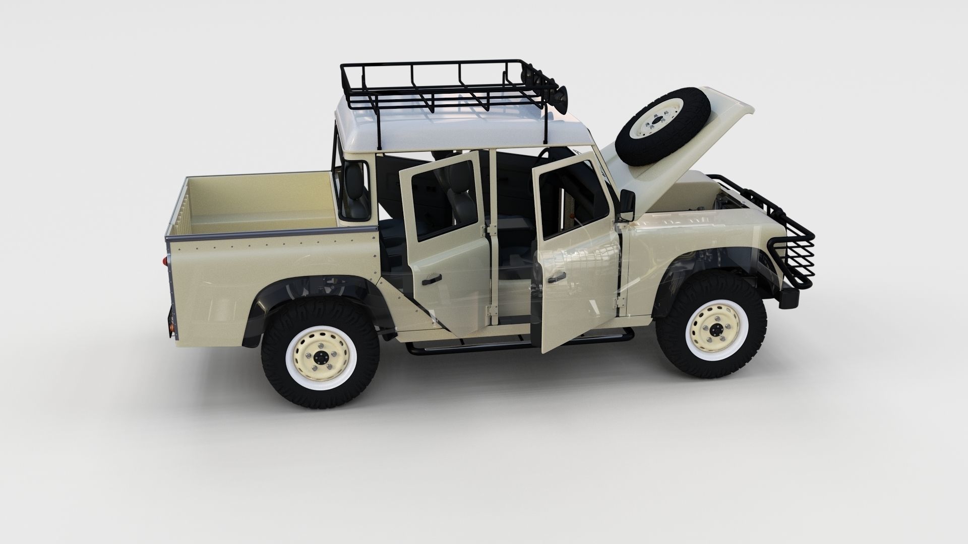 Full Land Rover Defender 110 Double Cab Pick Up rev 3D model_30
