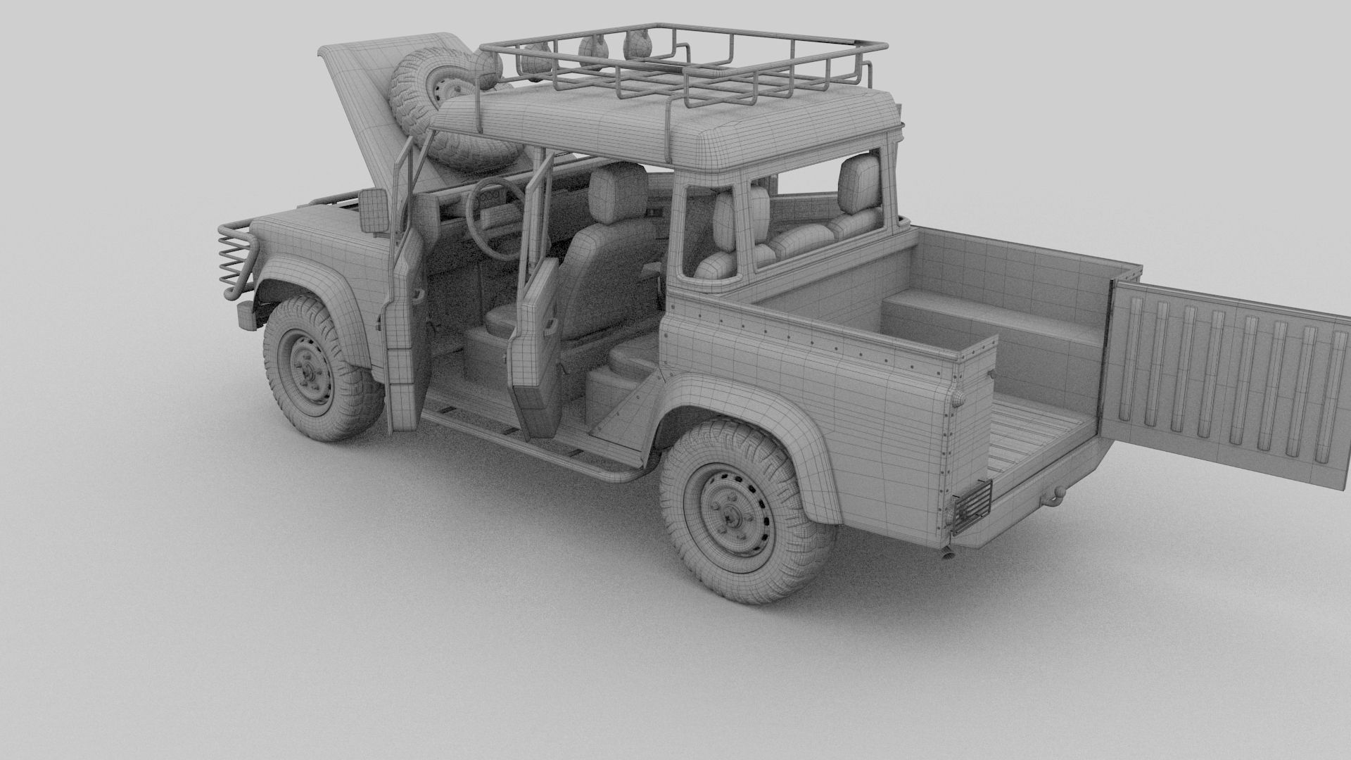 Full Land Rover Defender 110 Double Cab Pick Up rev 3D model_42