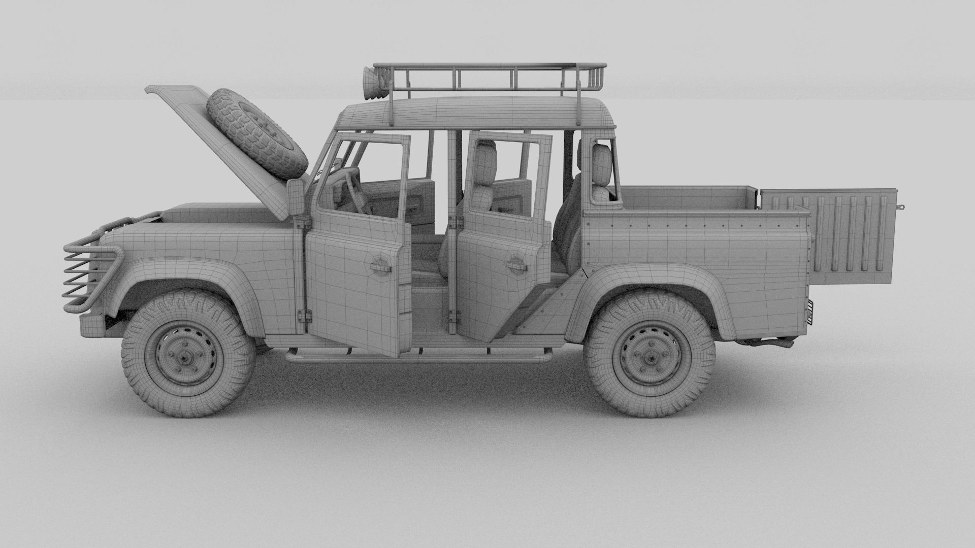 Full Land Rover Defender 110 Double Cab Pick Up rev 3D model_63
