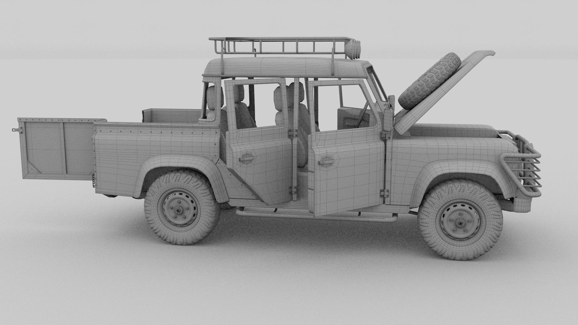 Full Land Rover Defender 110 Double Cab Pick Up rev 3D model_37