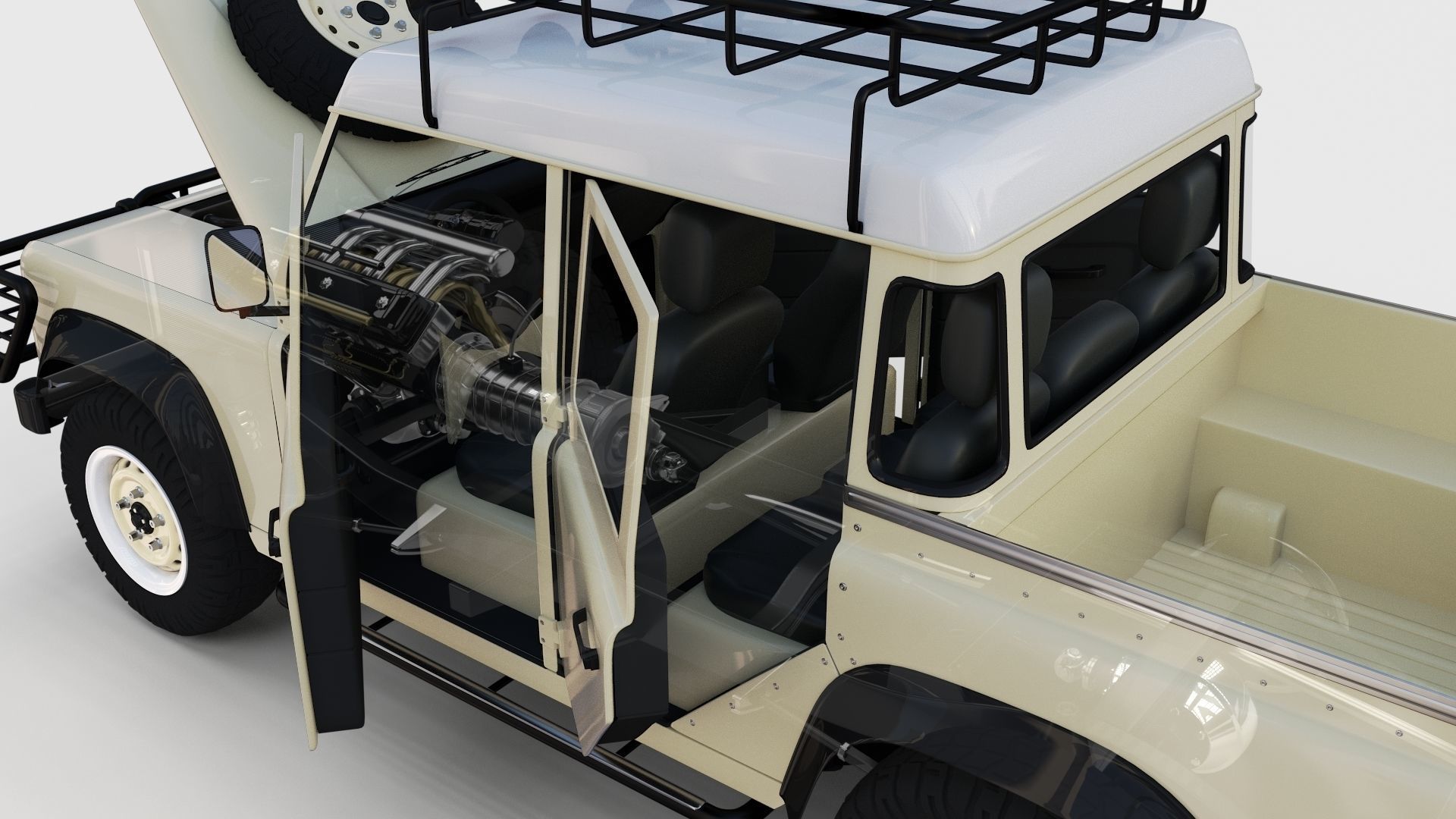 Full Land Rover Defender 110 Double Cab Pick Up rev 3D model_66