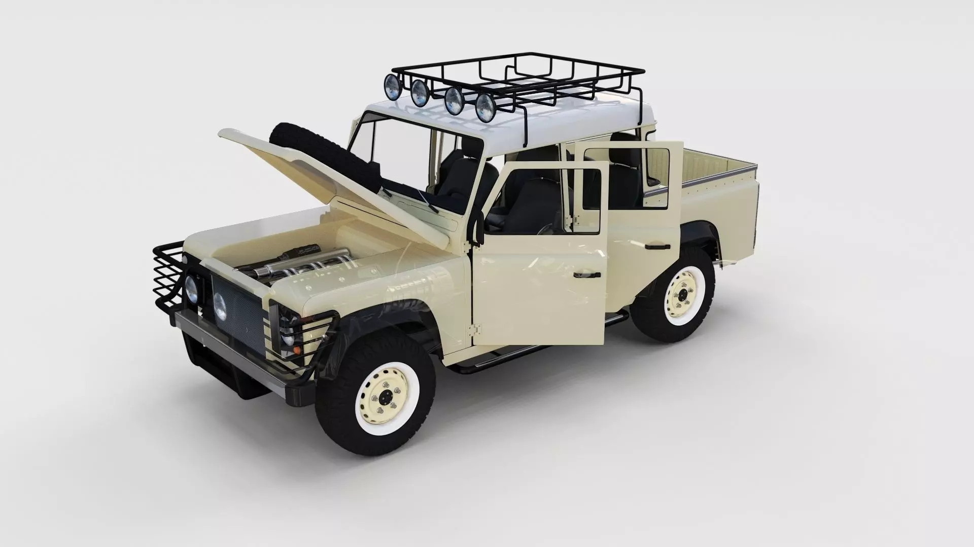 Full Land Rover Defender 110 Double Cab Pick Up rev 3D model_0