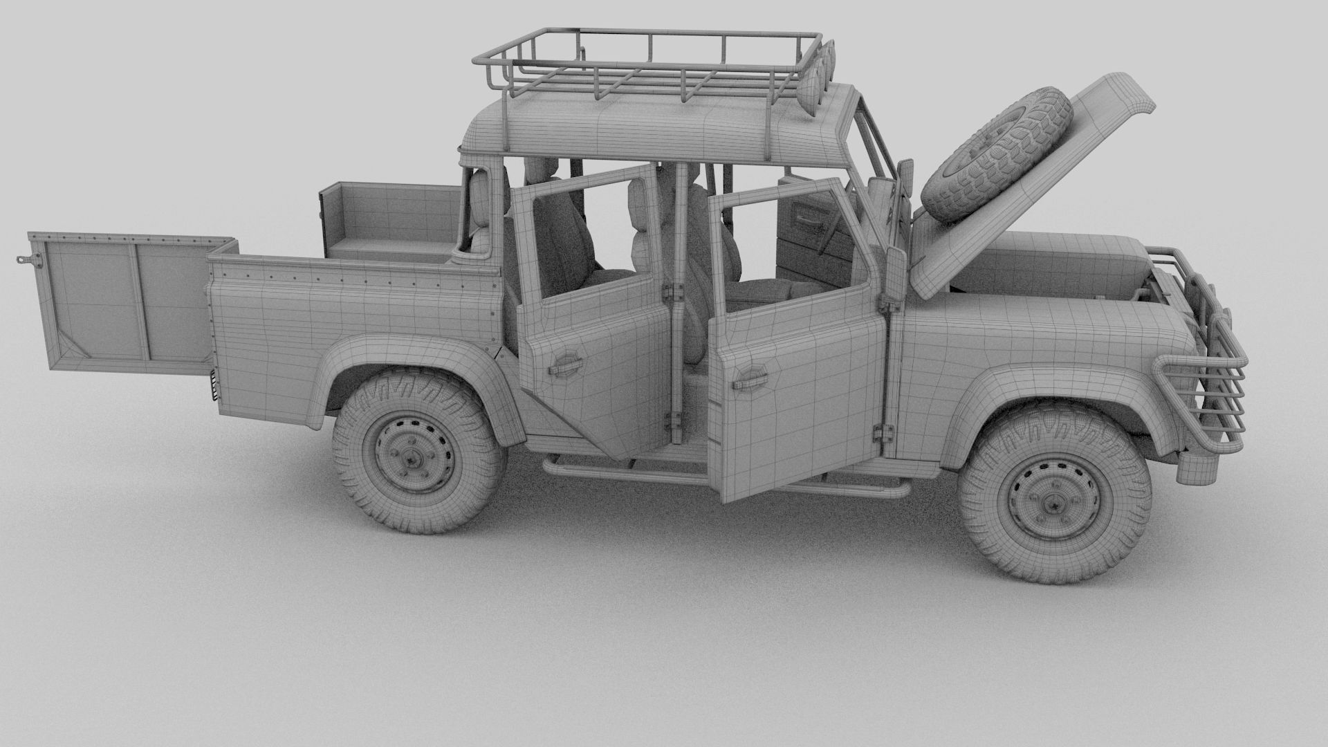 Full Land Rover Defender 110 Double Cab Pick Up rev 3D model_34