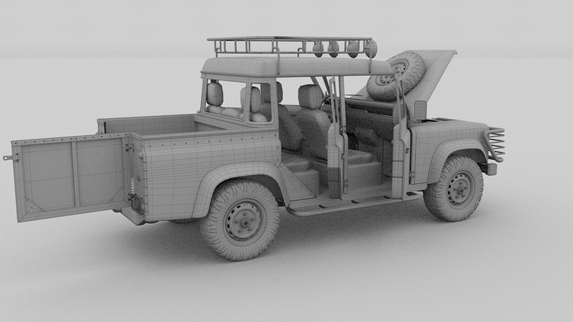 Full Land Rover Defender 110 Double Cab Pick Up rev 3D model_65