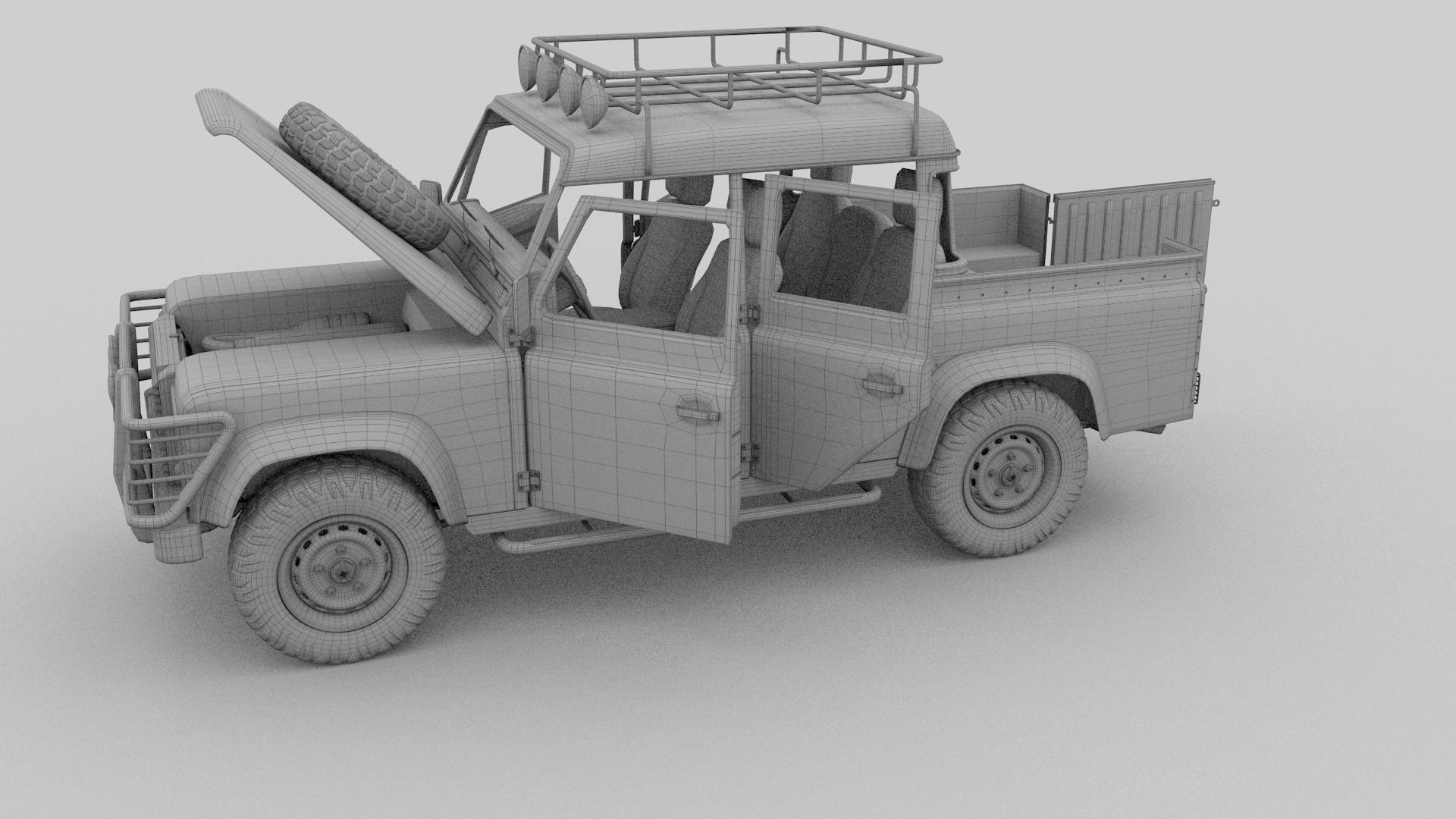 Full Land Rover Defender 110 Double Cab Pick Up rev 3D model_53