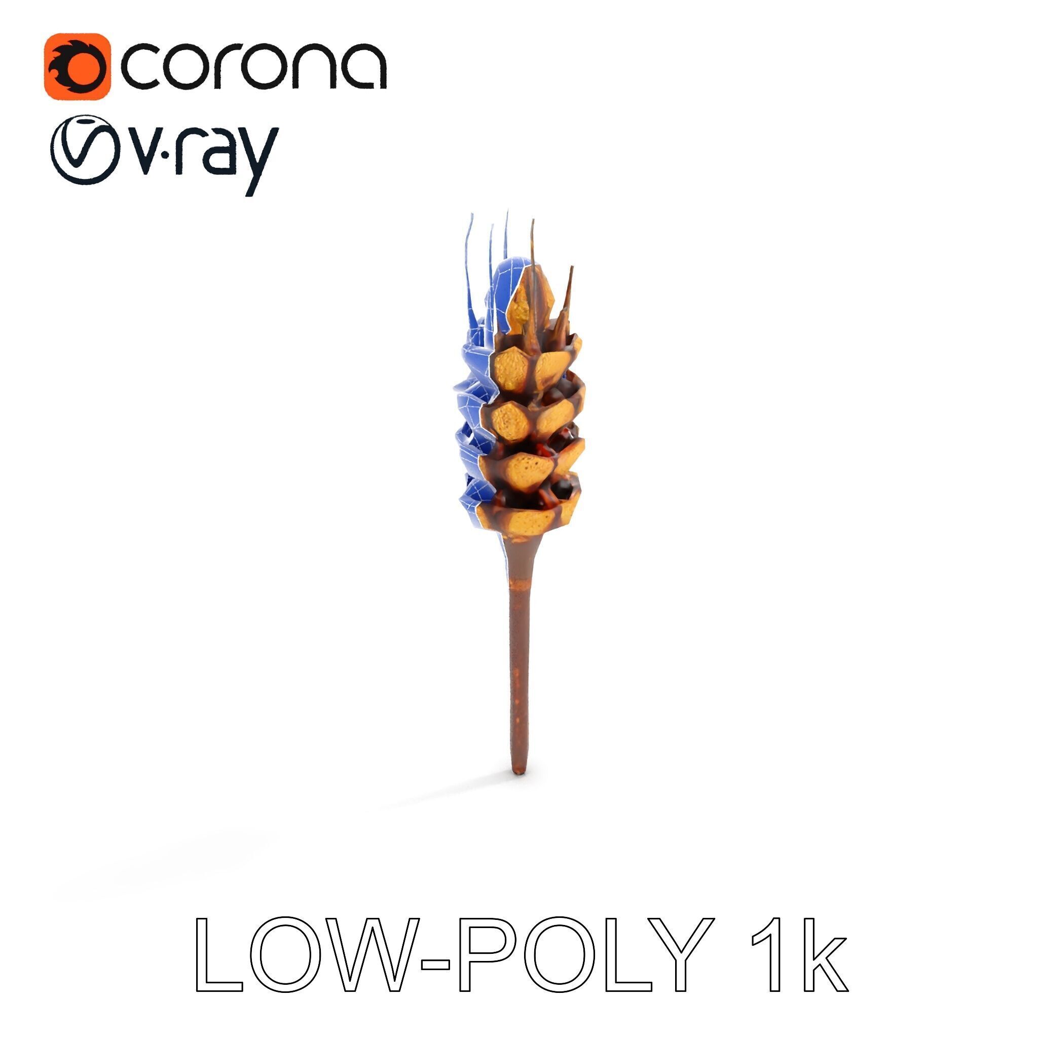 Detailed Wheat Ear Model Pack for Realistic Rendering Low-poly 3D model_22
