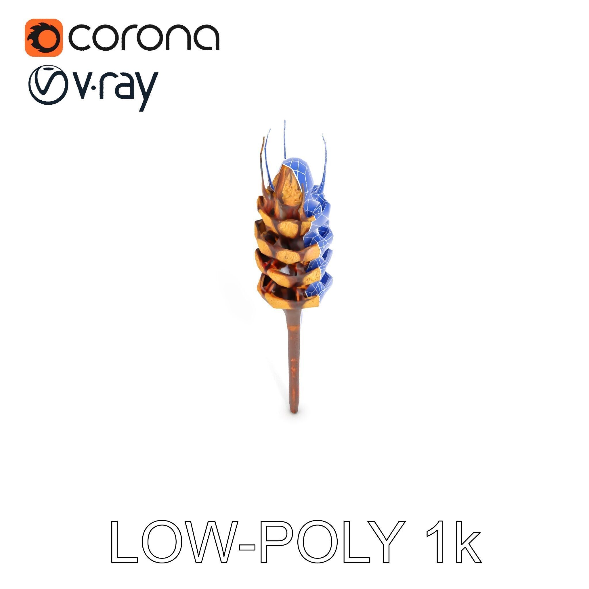 Detailed Wheat Ear Model Pack for Realistic Rendering Low-poly 3D model_31