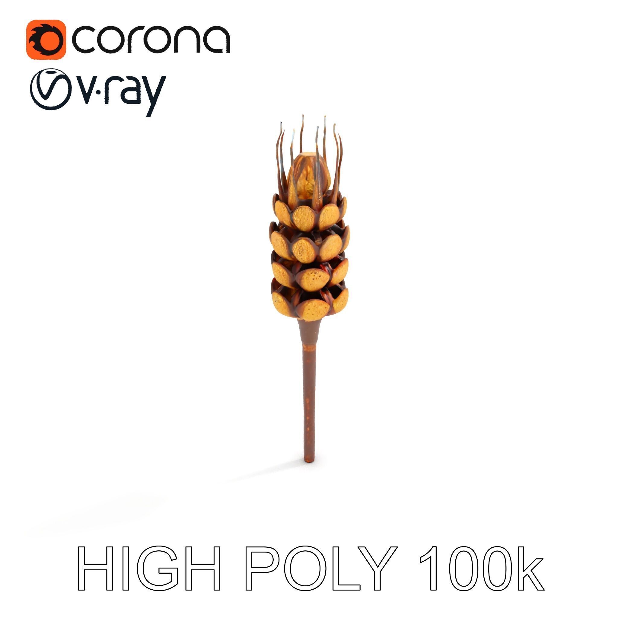 Detailed Wheat Ear Model Pack for Realistic Rendering Low-poly 3D model_14