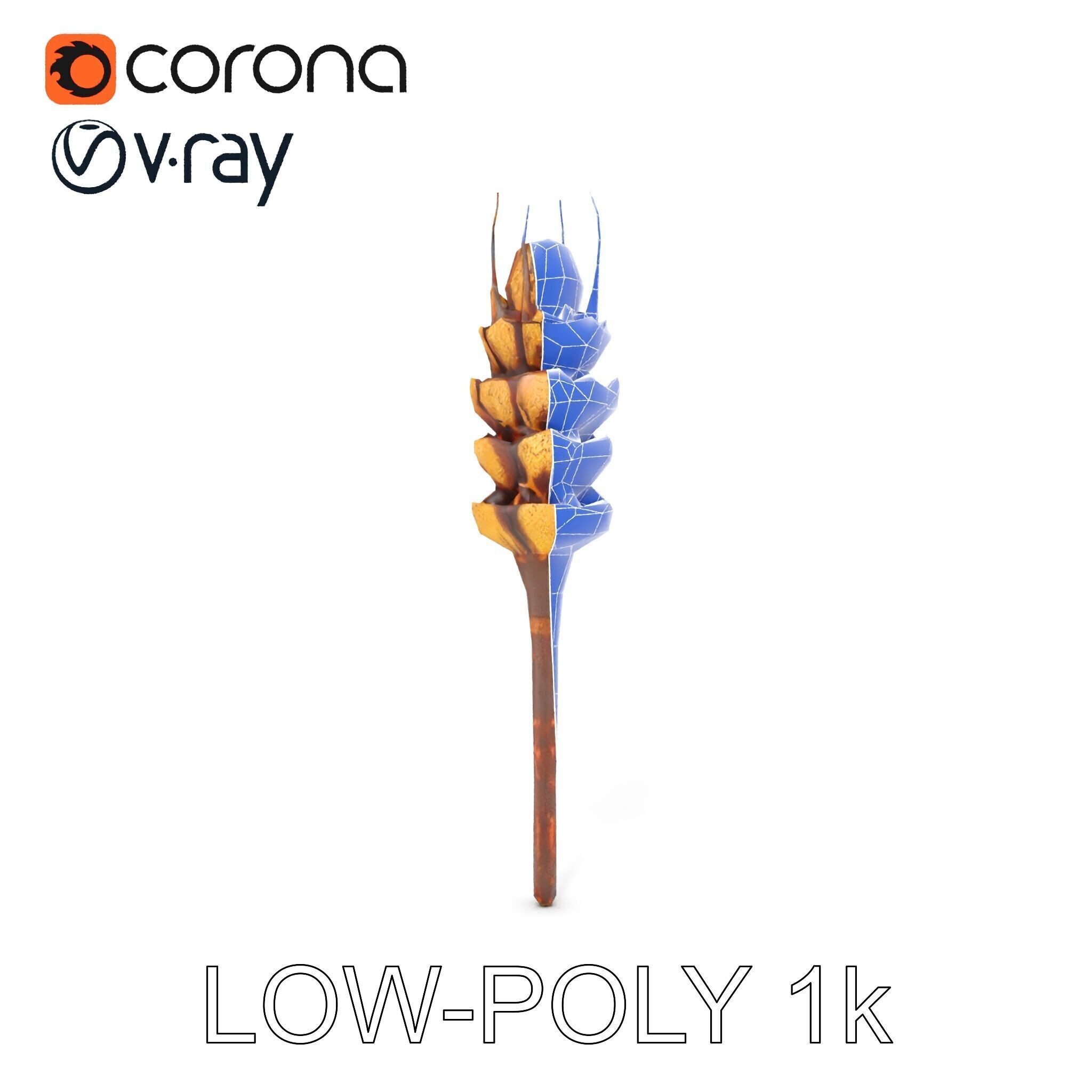 Detailed Wheat Ear Model Pack for Realistic Rendering Low-poly 3D model_25