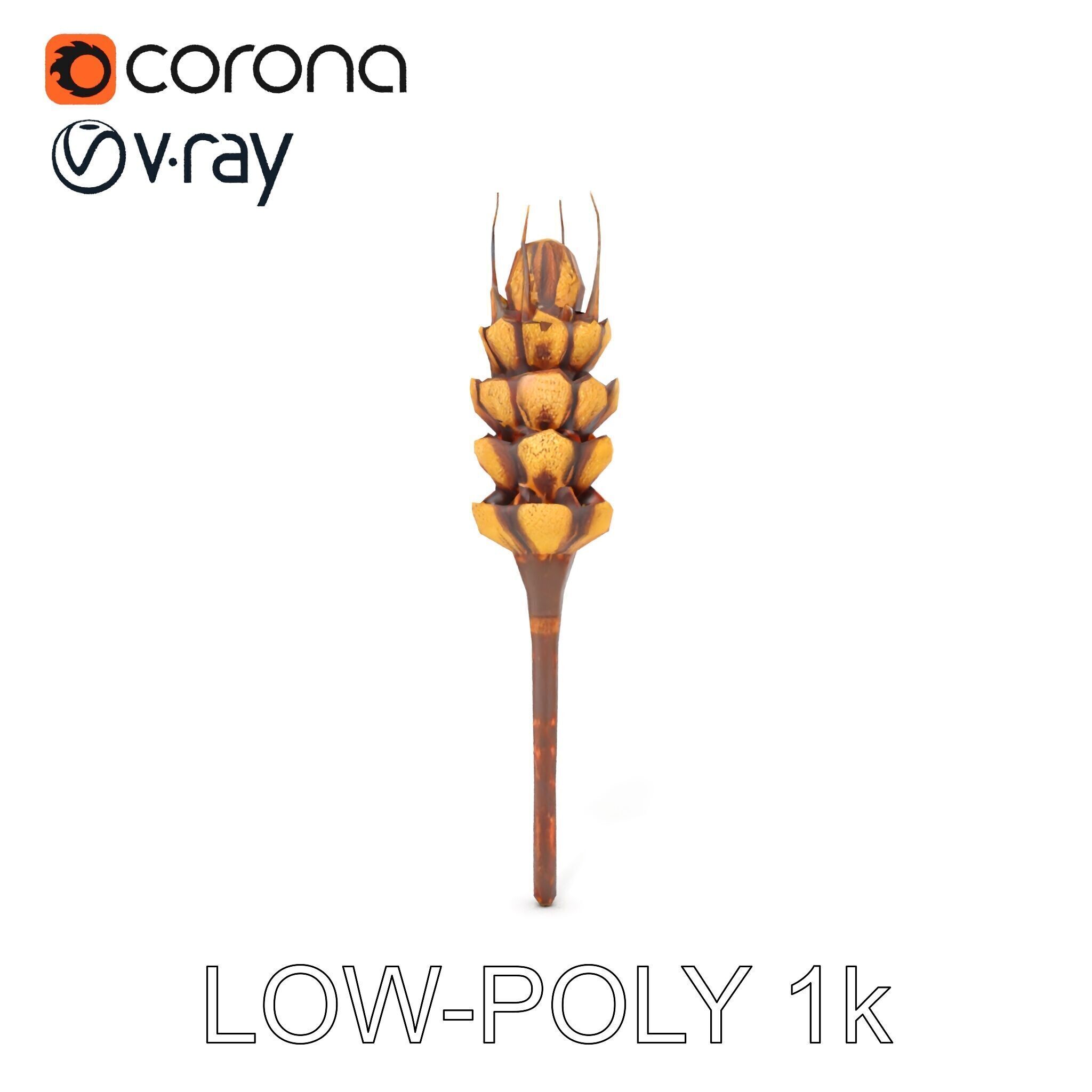 Detailed Wheat Ear Model Pack for Realistic Rendering Low-poly 3D model_13