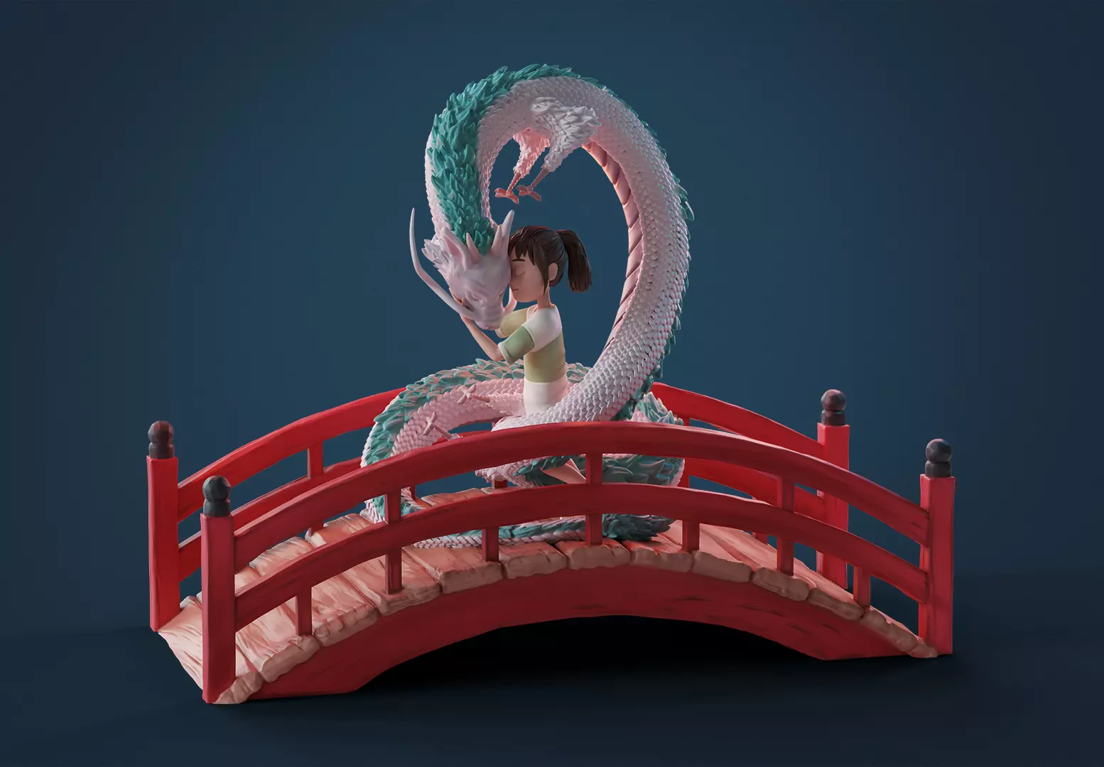 Haku and Chihiro Diorama 3D Printable Scene Spirited Away 3D print model_0