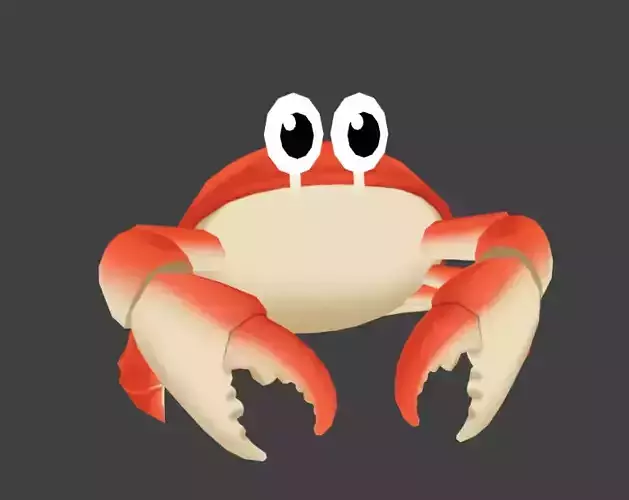 low poly crab hand painted 3d model