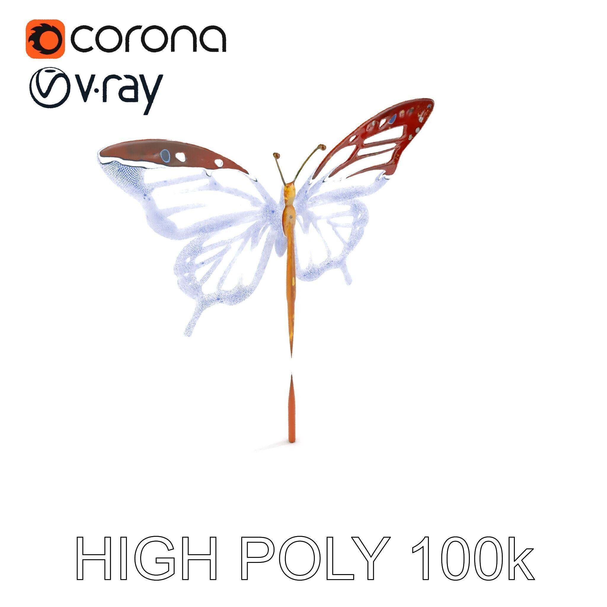 Butterfly Sculpture Model Pack Low-poly 3D model_29