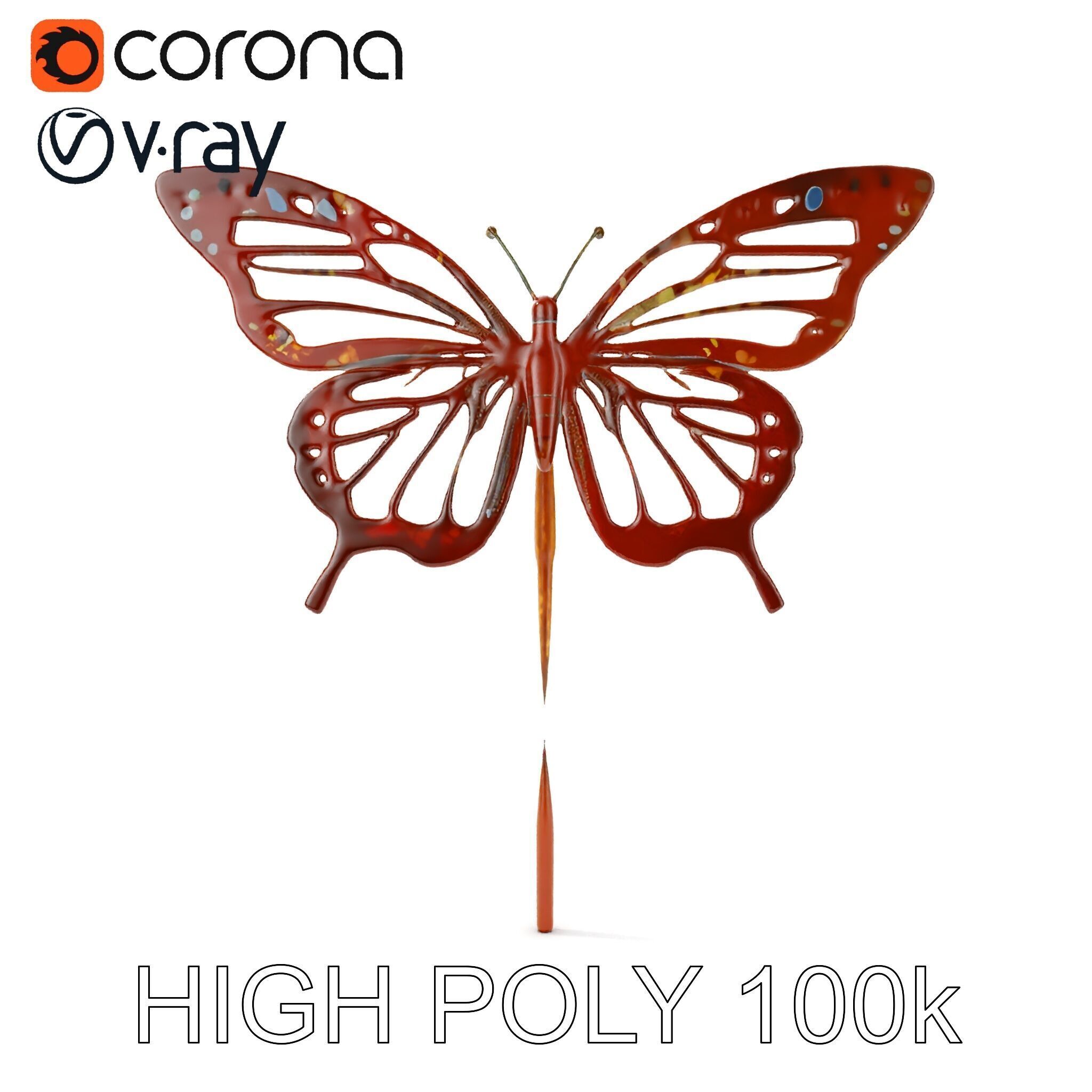 Butterfly Sculpture Model Pack Low-poly 3D model_20